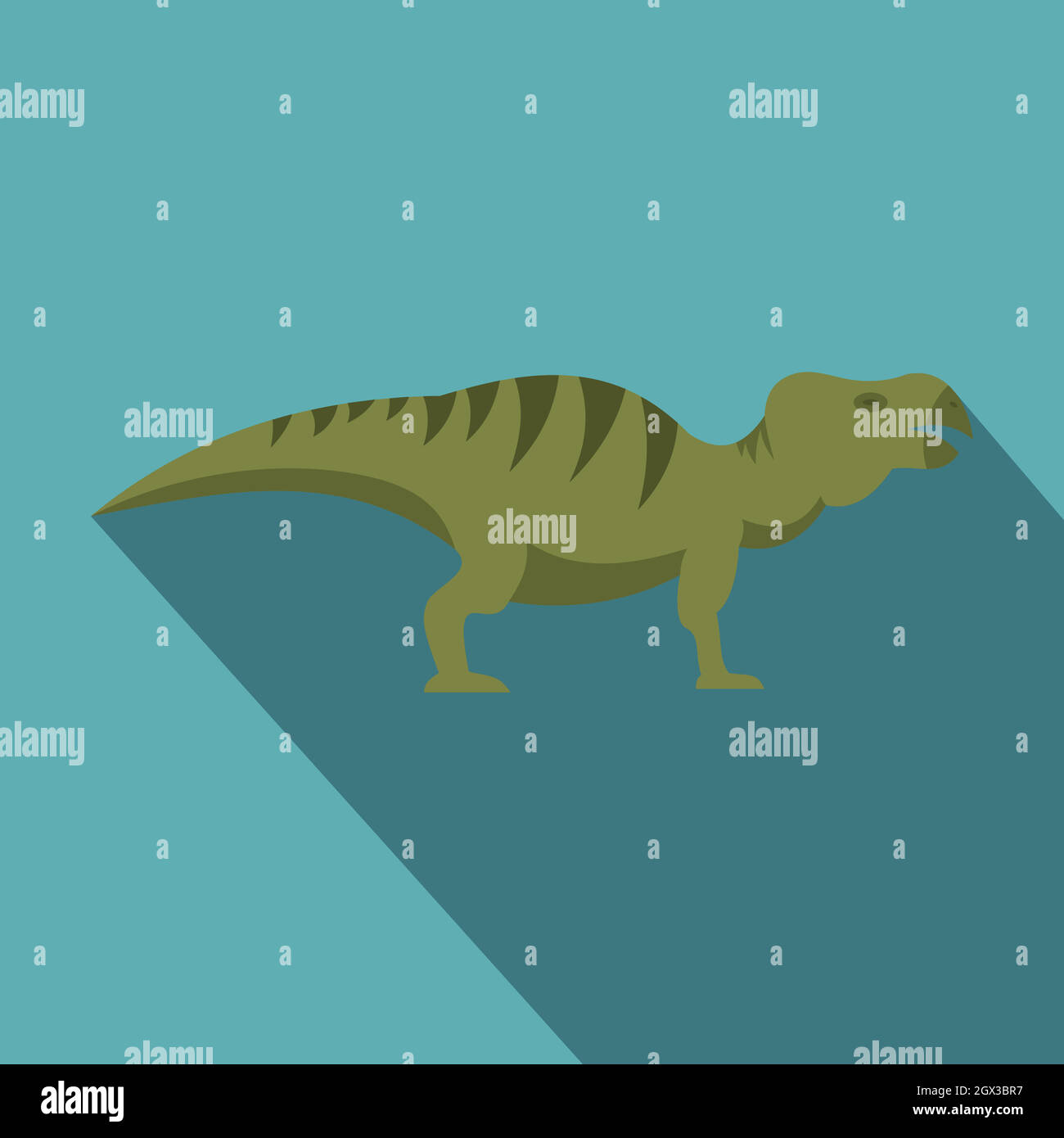 Striped hadrosaurid icona di dinosauri, stile piatto Illustrazione Vettoriale