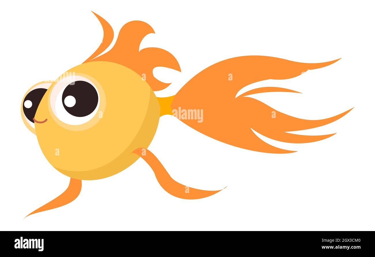 Pesce. Mondo subacqueo. Acquario o marino tropicale. Isolato su sfondo bianco. Illustrazione in stile cartone animato. Design piatto. Arte vettoriale Illustrazione Vettoriale