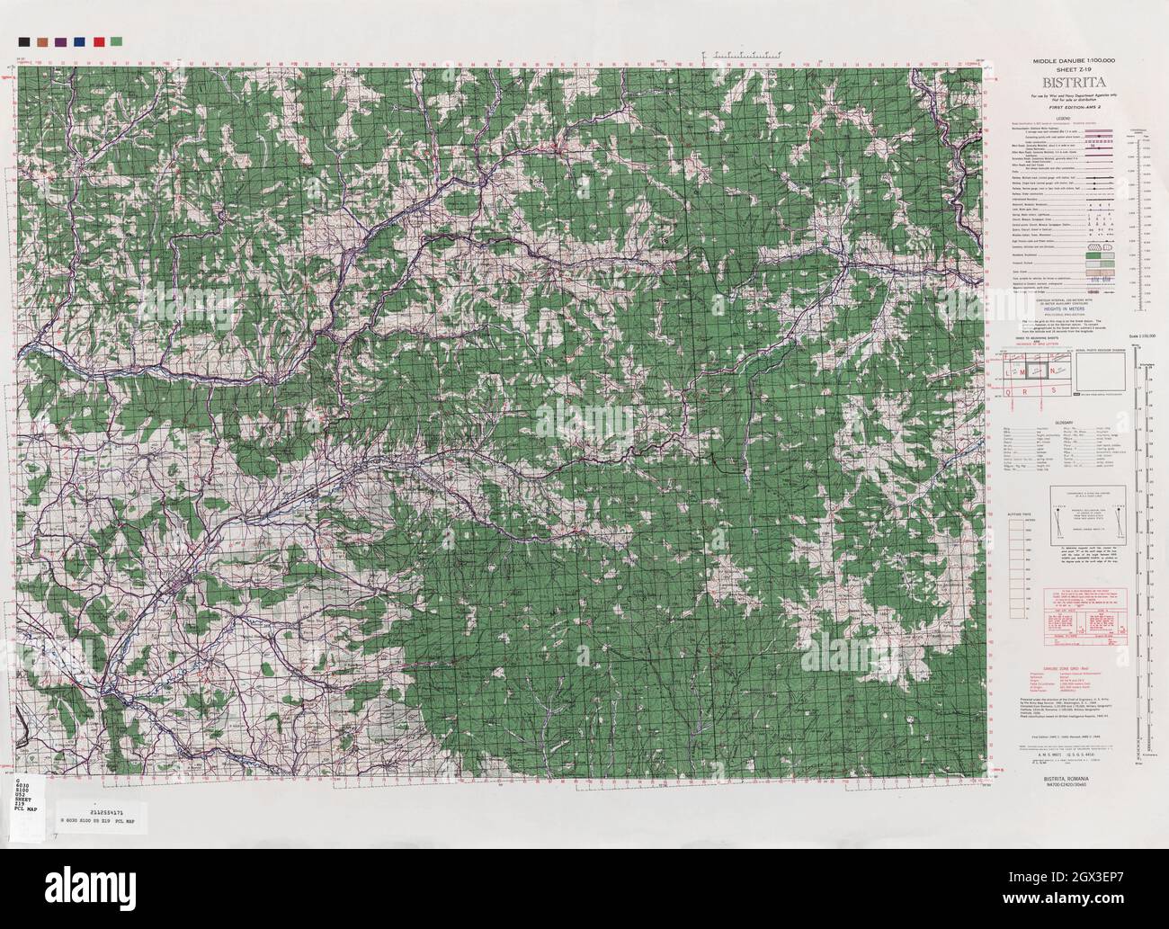 MAPPA EUROPA CENTRALE BISTRITA 1944 Foto Stock