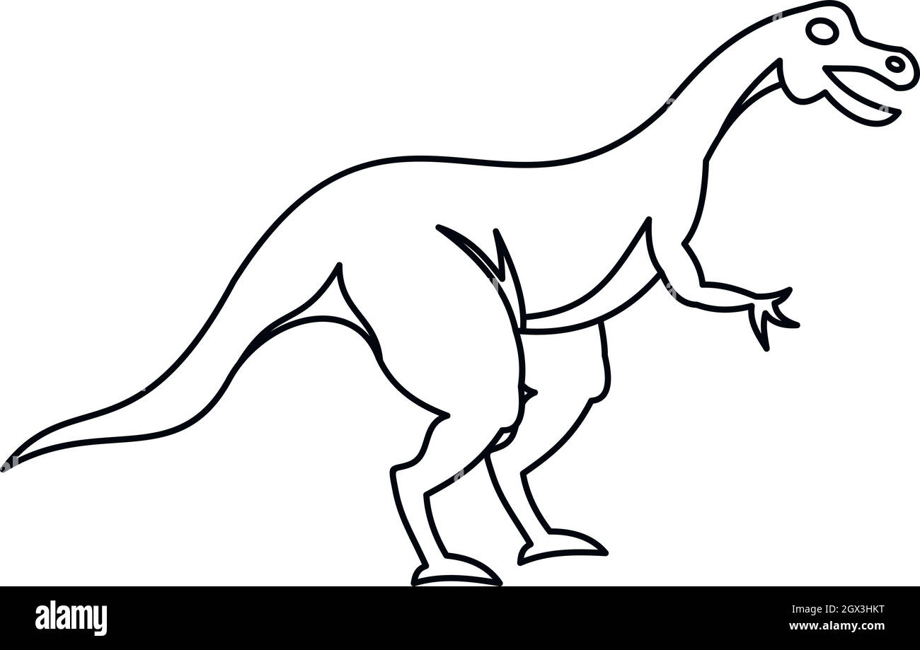 Hypsilophodon icona di dinosauri, stile contorno Illustrazione Vettoriale
