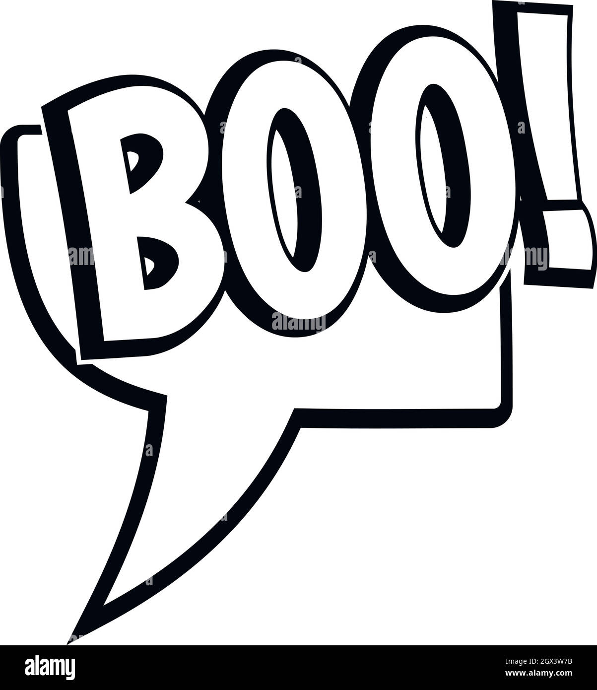 BOO, testo fumetto discorso bolla icona, stile semplice Illustrazione Vettoriale
