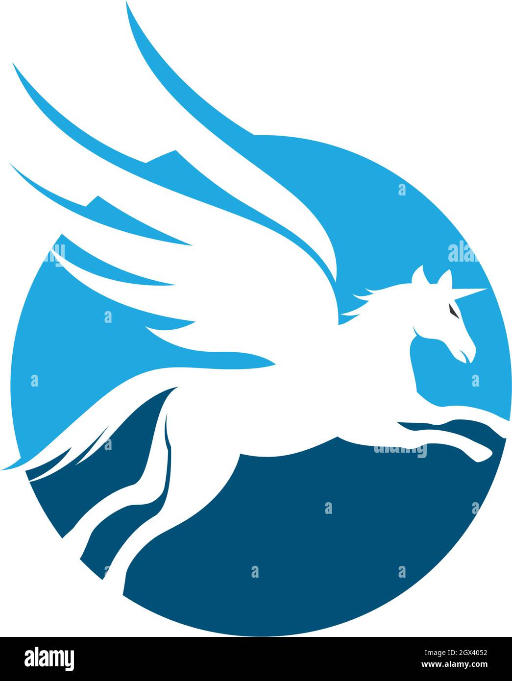 Pegasus modello di logo disegno vettoriale Illustrazione Vettoriale