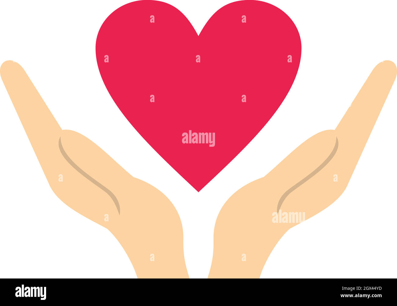 Mani Icona cuore, stile piatto Illustrazione Vettoriale