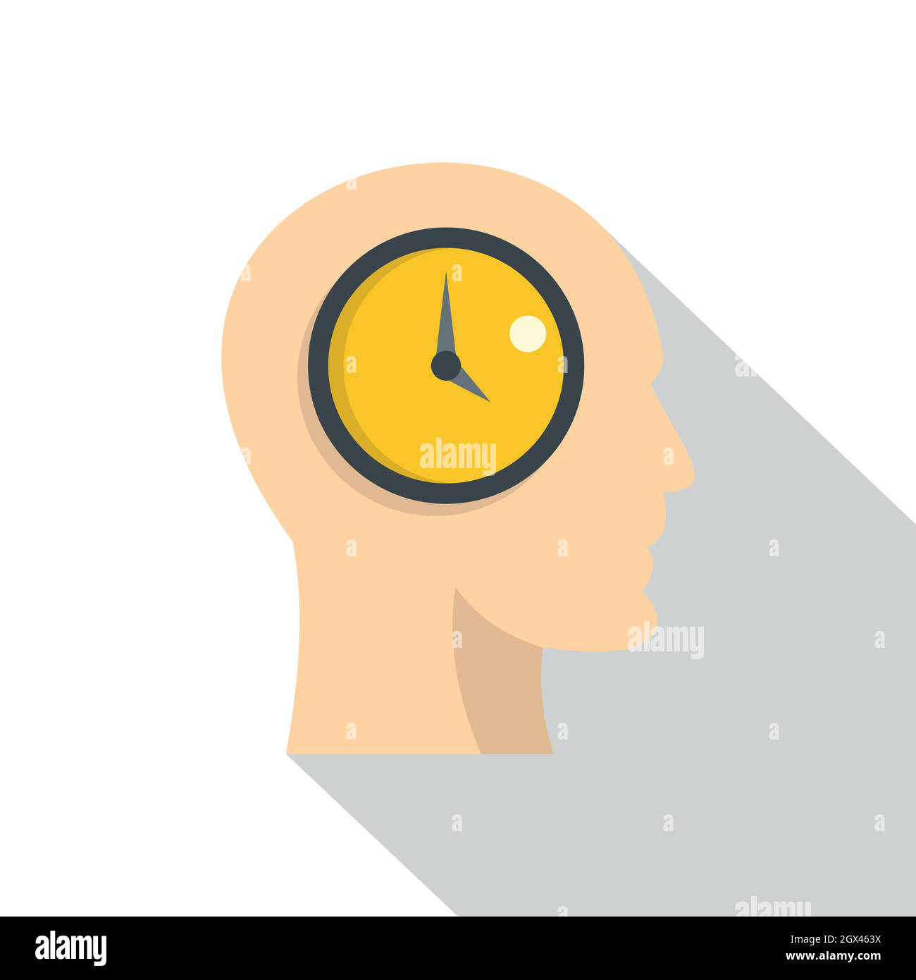Silhouette di una testa umana con l'icona a forma di orologio Illustrazione Vettoriale