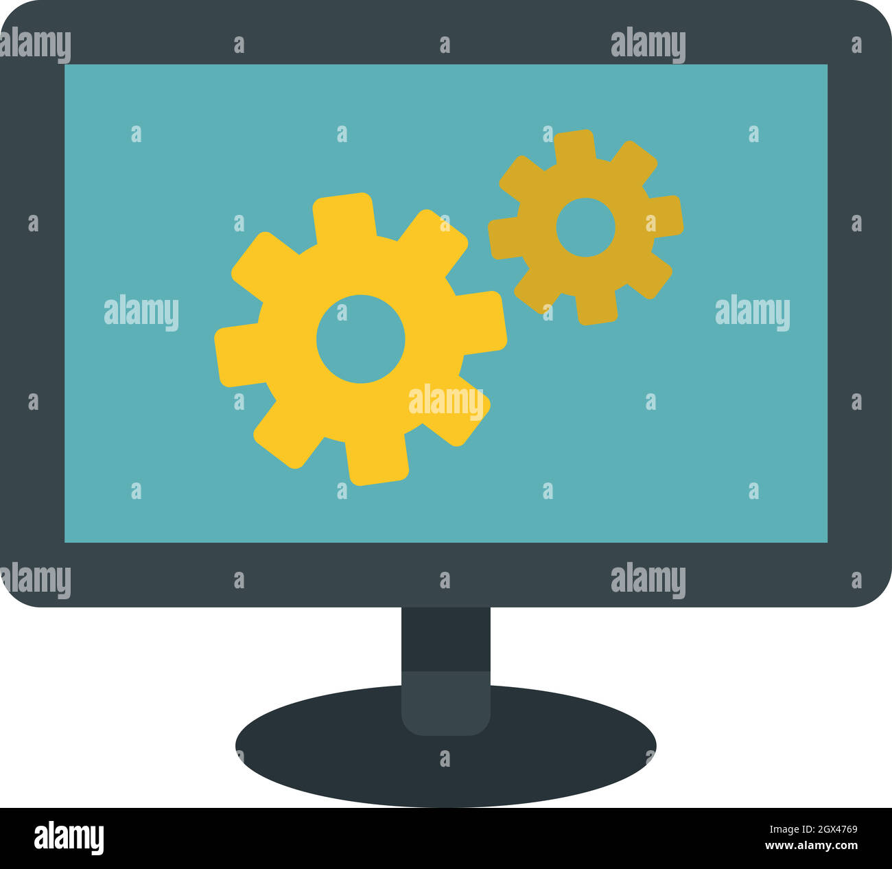 Icona impostazioni monitor, stile piatto Illustrazione Vettoriale