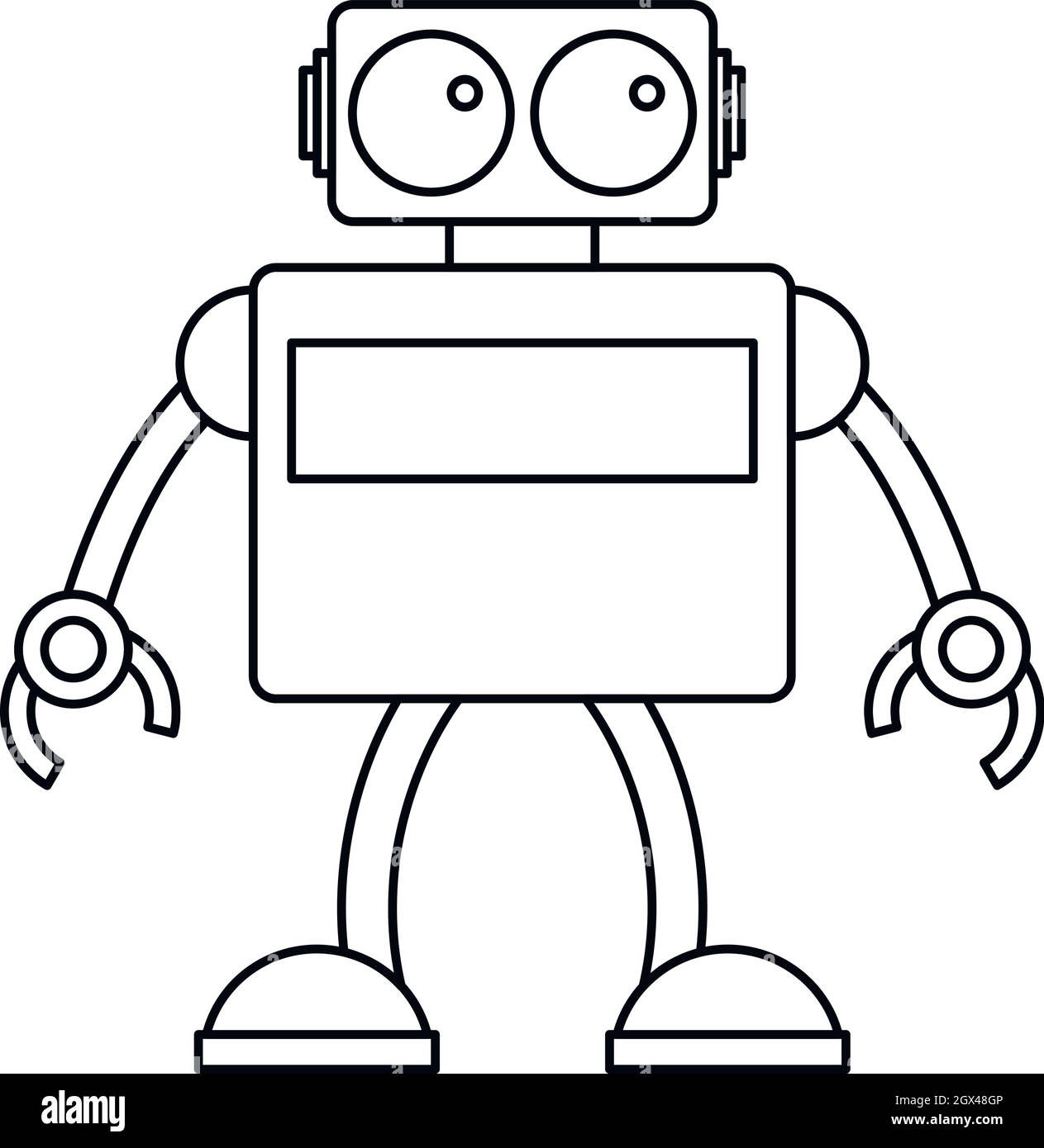Robot retrò icona, stile contorno Illustrazione Vettoriale