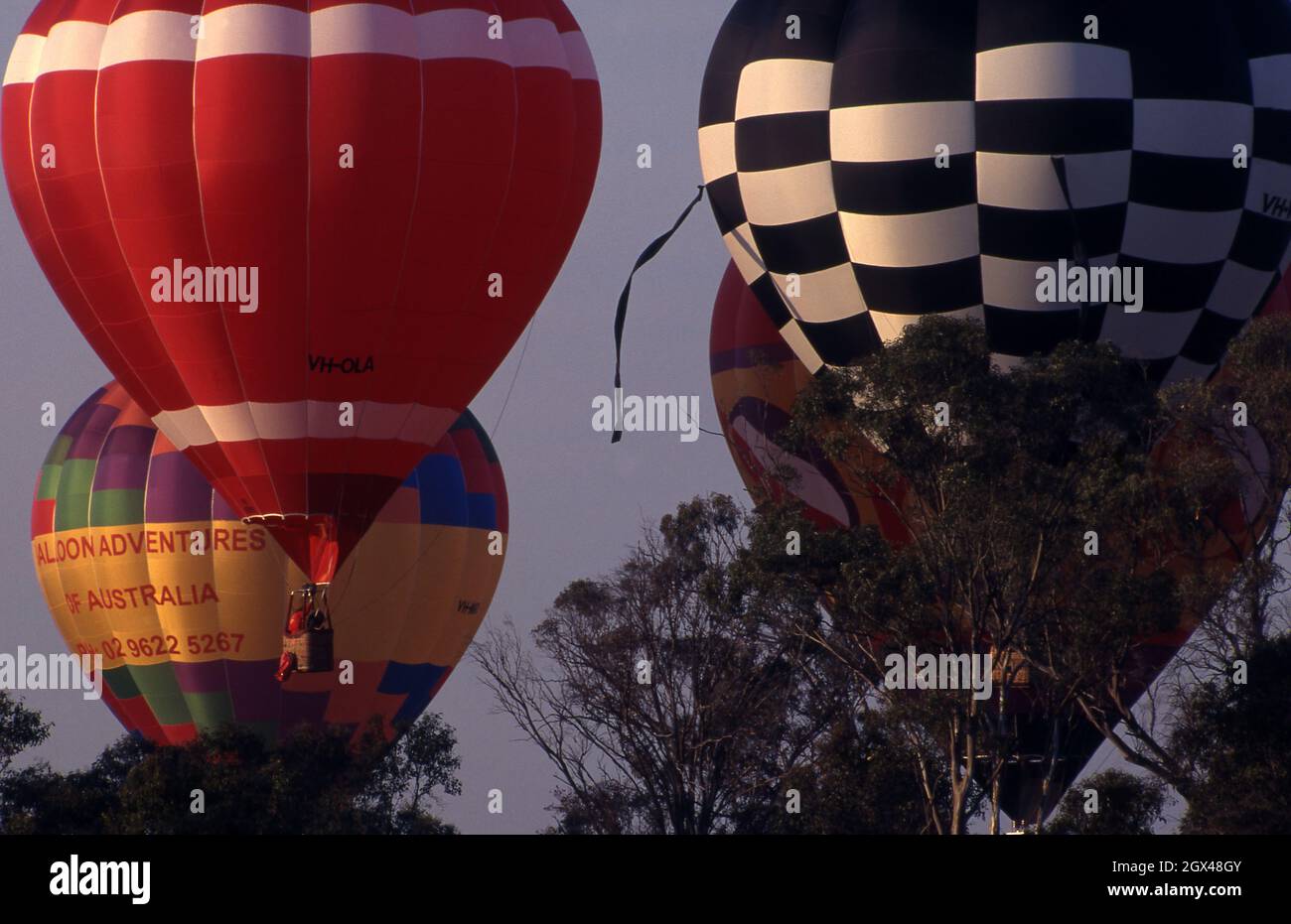 La Canberra Hot Air Balloon Spectacular, precedentemente conosciuta come Canberra Balloon Festival, è un festival annuale di mongolfiera. Canberra, ATTO. Foto Stock