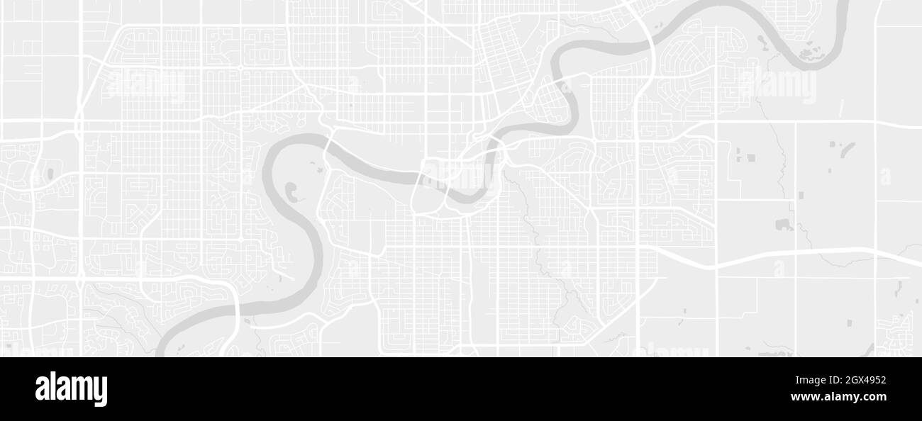Bianco e grigio chiaro Edmonton City area vettoriale sfondo orizzontale, strade e cartografia d'acqua. Proporzioni widescreen, digitale f Illustrazione Vettoriale