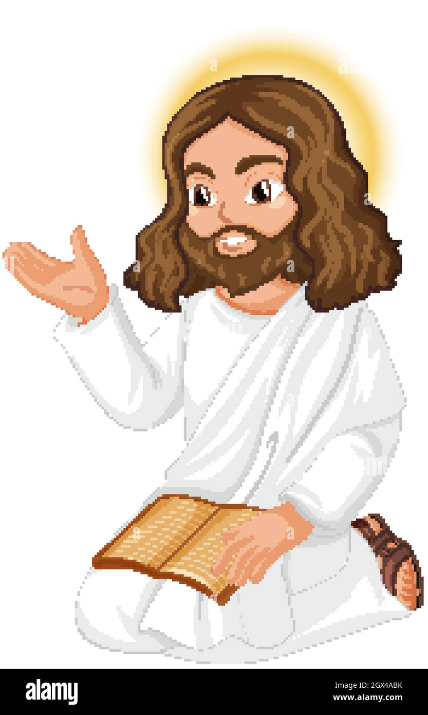 Gesù predicando in posizione seduta carattere Illustrazione Vettoriale