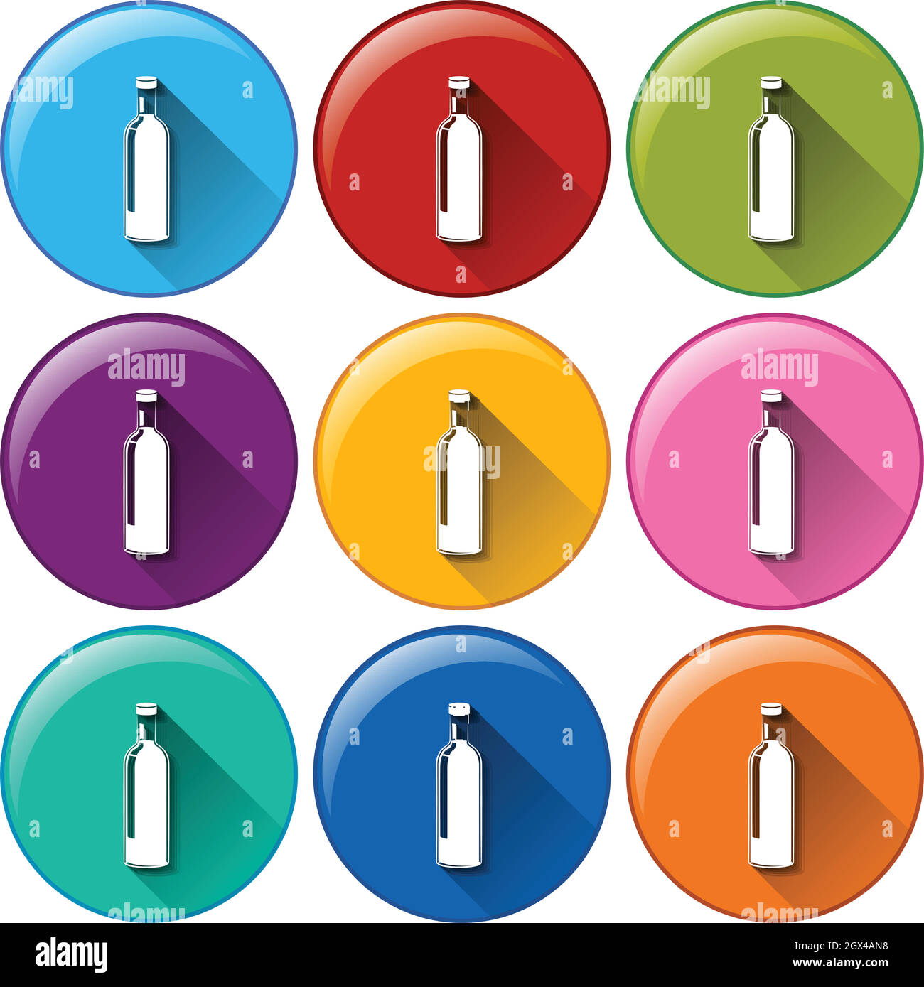 Bottoni arrotondati con bottiglie Illustrazione Vettoriale
