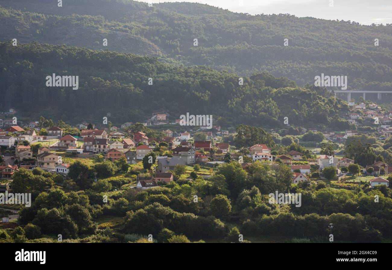 Paesaggio e campagna vicino Vigo, Galizia, Spagna. Foto Stock