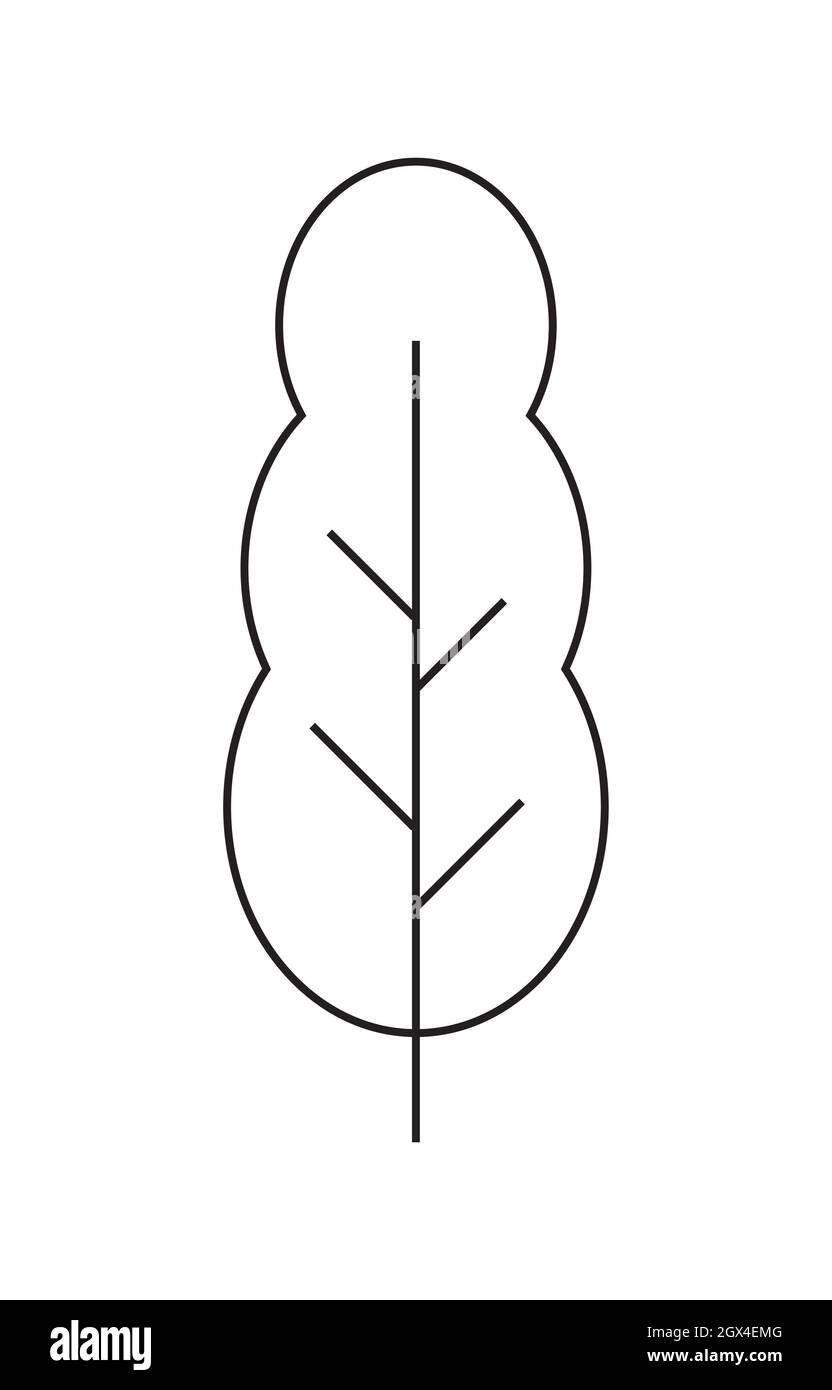 Icona della linea ad albero. Piante con per vegetazione primavera ed estate cortile paesaggio pianta legno. Natura foresta legname albero parco vettore icone isolate Illustrazione Vettoriale