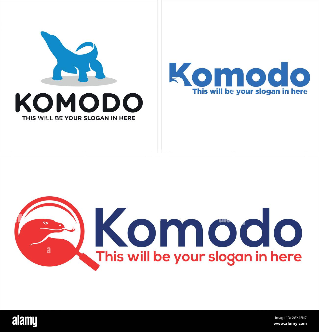 Set di logo komodo dragon vettore design Illustrazione Vettoriale