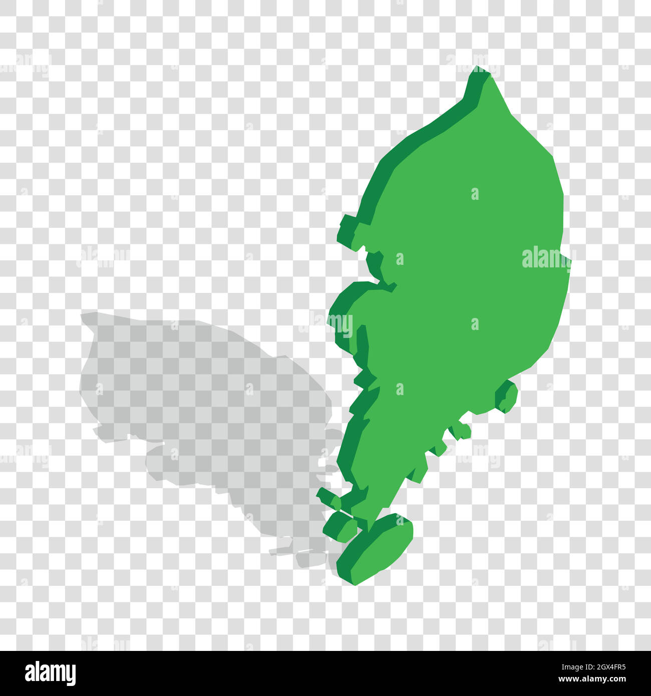Corea del Sud mappa icona isometrica Illustrazione Vettoriale
