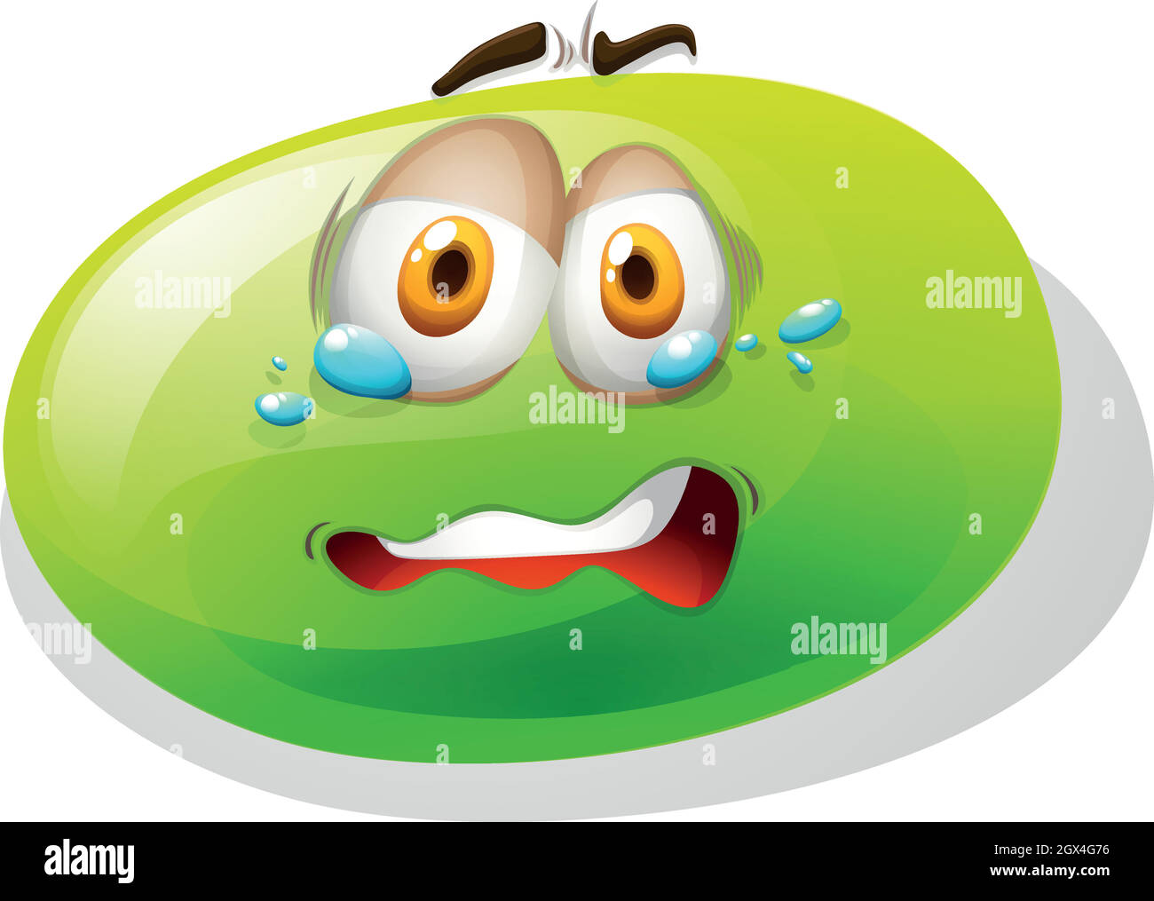 Verde slime con faccia spaventato Illustrazione Vettoriale