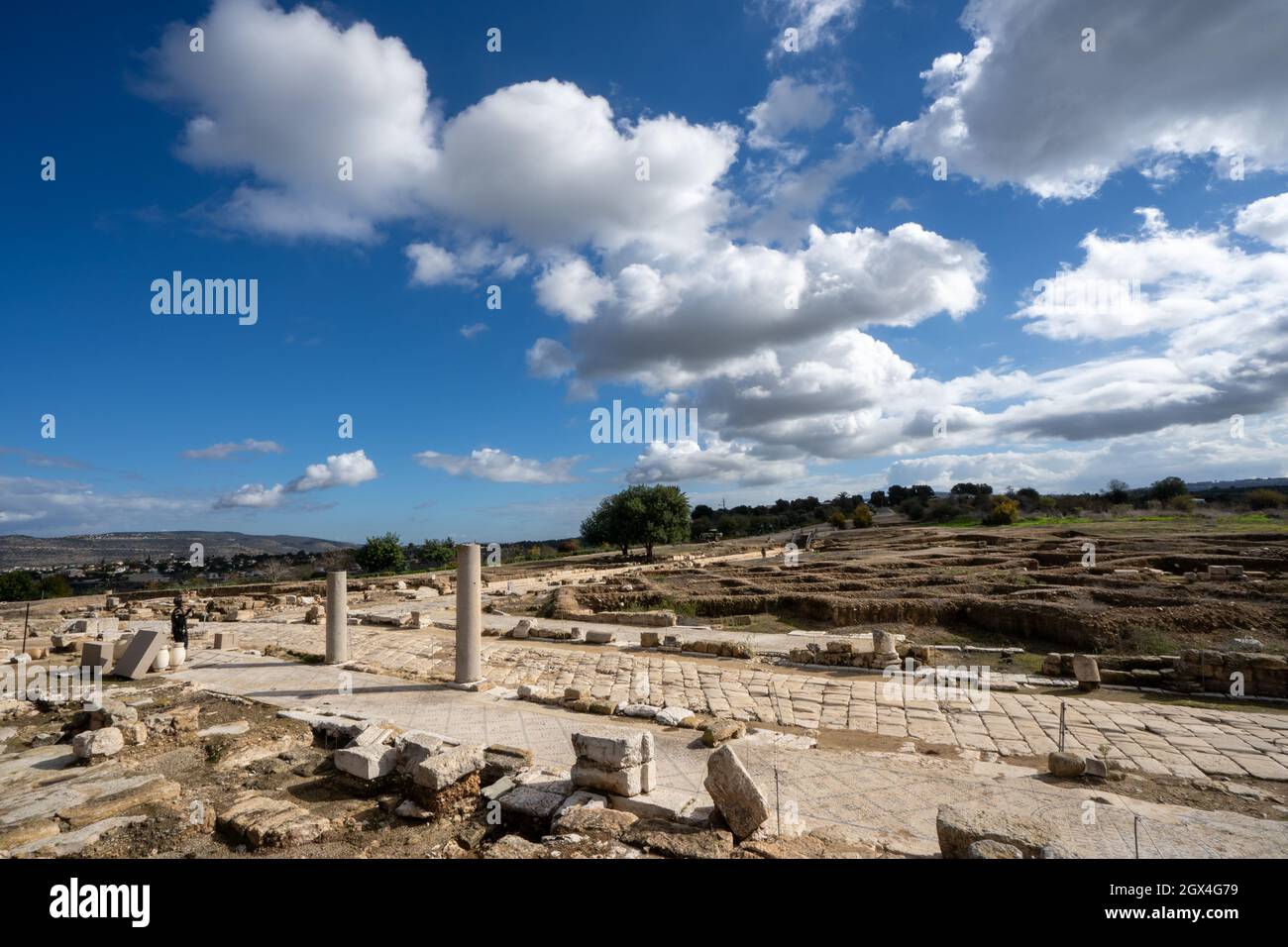 Medio Oriente Israele Bassa Galilea - Zippori National Park - Il Cardo - con i solchi lasciati dai carri romani ruote Foto Stock