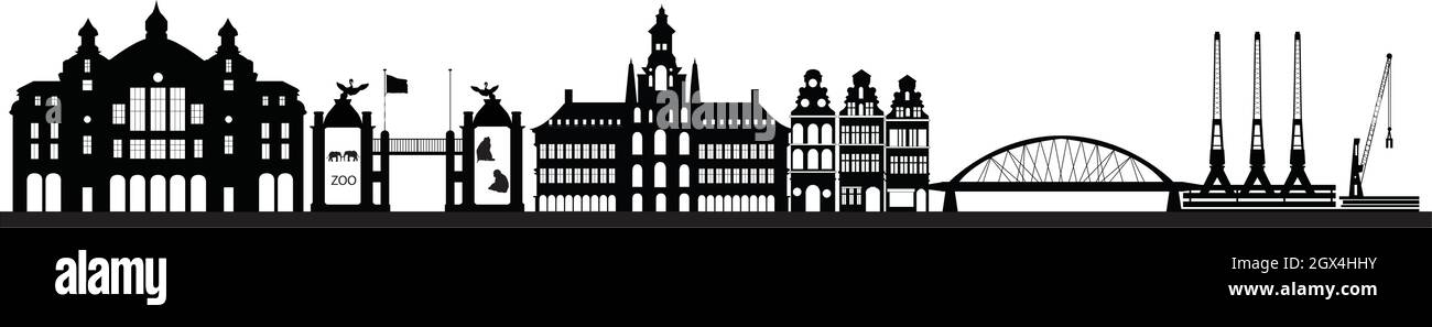 skyline della città di anversa in belgio Illustrazione Vettoriale