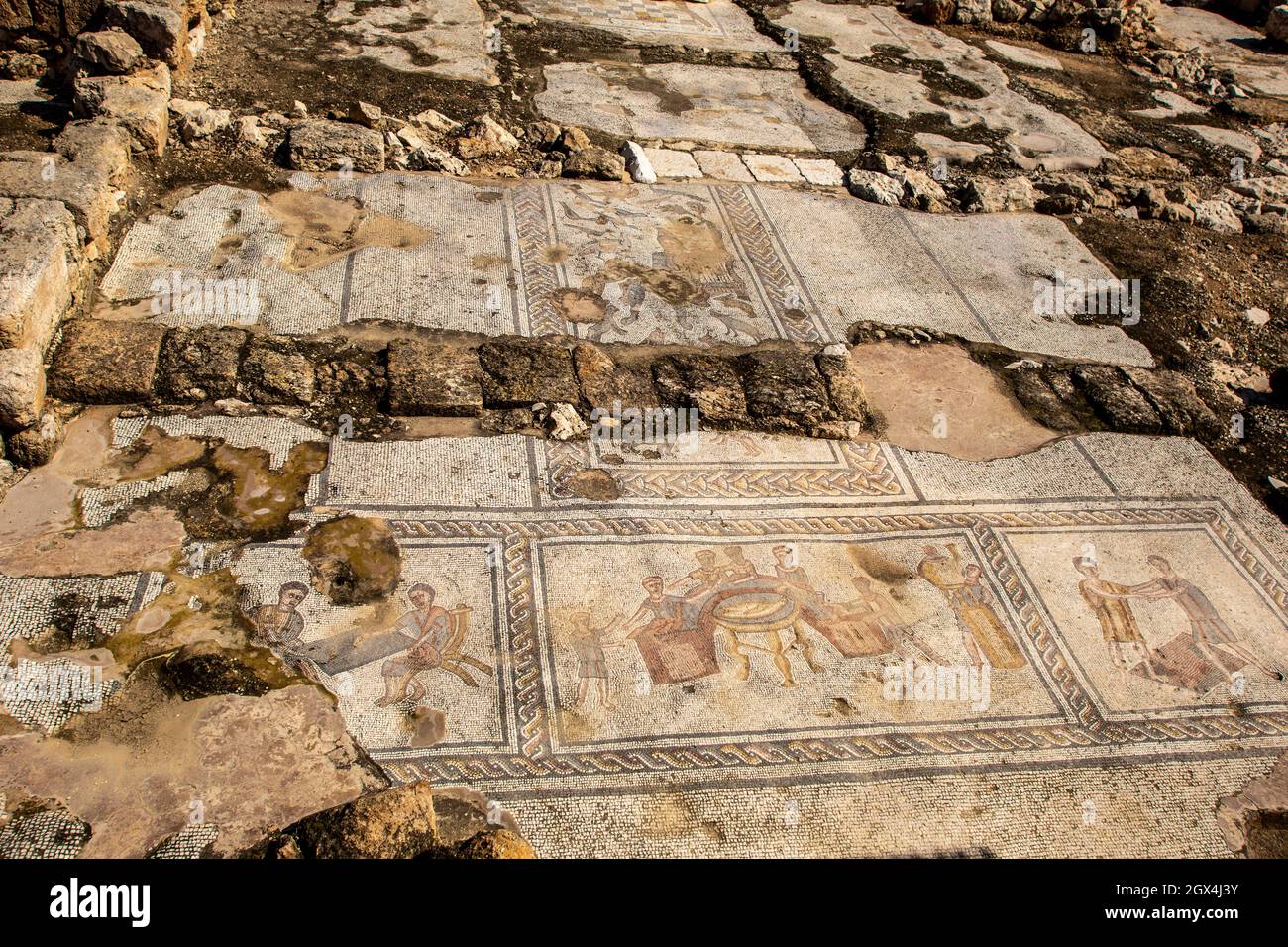 Israele, Bassa Galilea, Zippori National Park della città di Zippori (Sepphoris) un romano periodo bizantino la città con un abbondanza di mosaici della Casa del Nilo Foto Stock