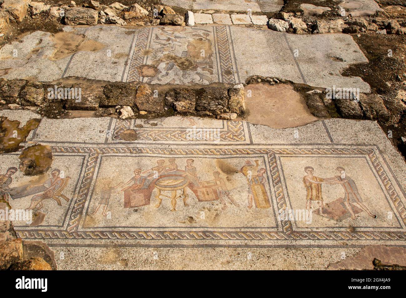 Israele, Bassa Galilea, Zippori National Park della città di Zippori (Sepphoris) un romano periodo bizantino la città con un abbondanza di mosaici della Casa del Nilo Foto Stock