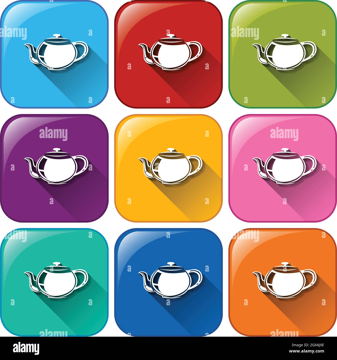 Pulsanti con teiera Illustrazione Vettoriale