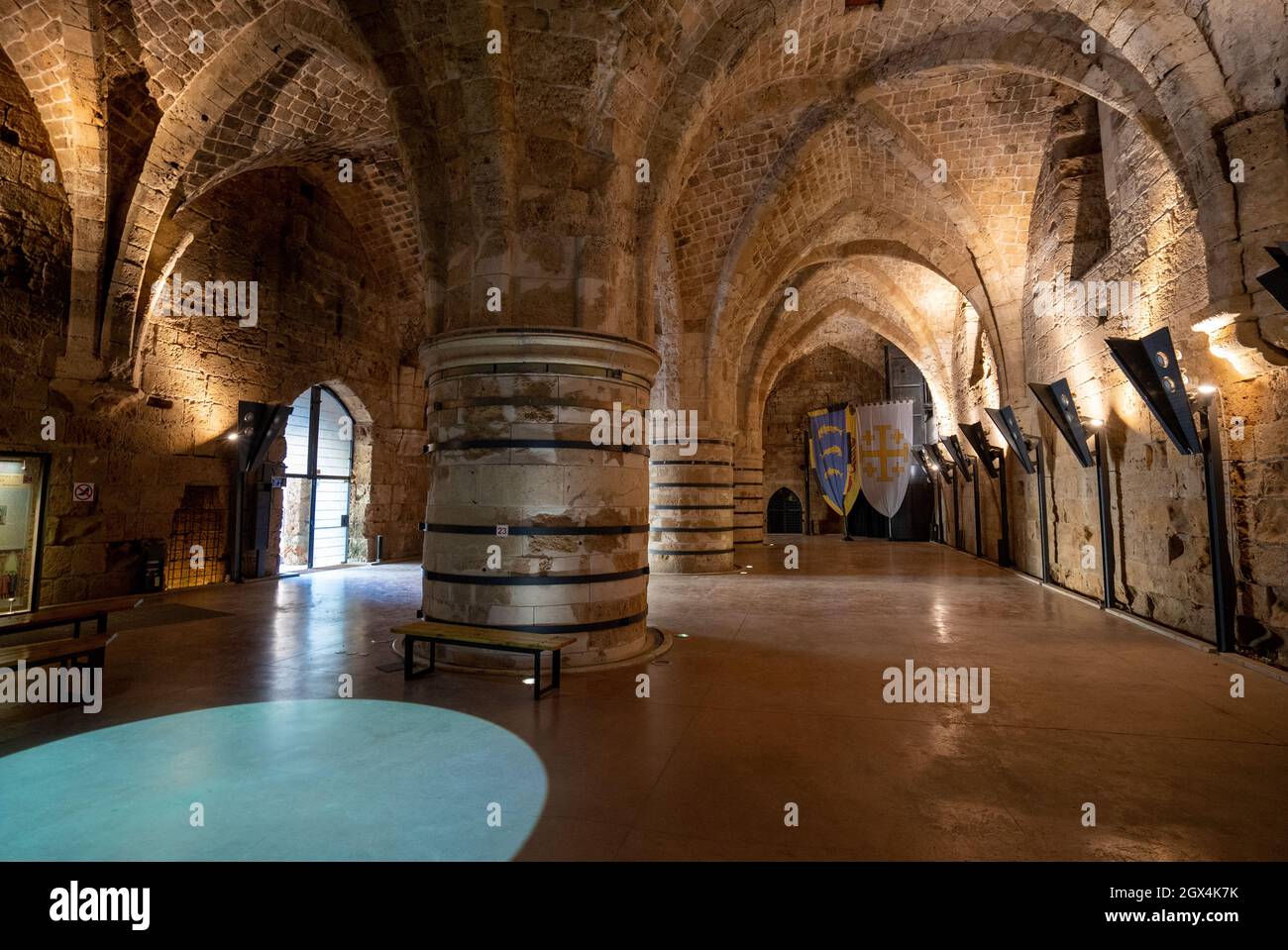 Il castello dei Crociati, il castello dei Templari nel quartiere storico, Acre o Akko, patrimonio dell'umanità dell'UNESCO, Israele, Medio Oriente Foto Stock