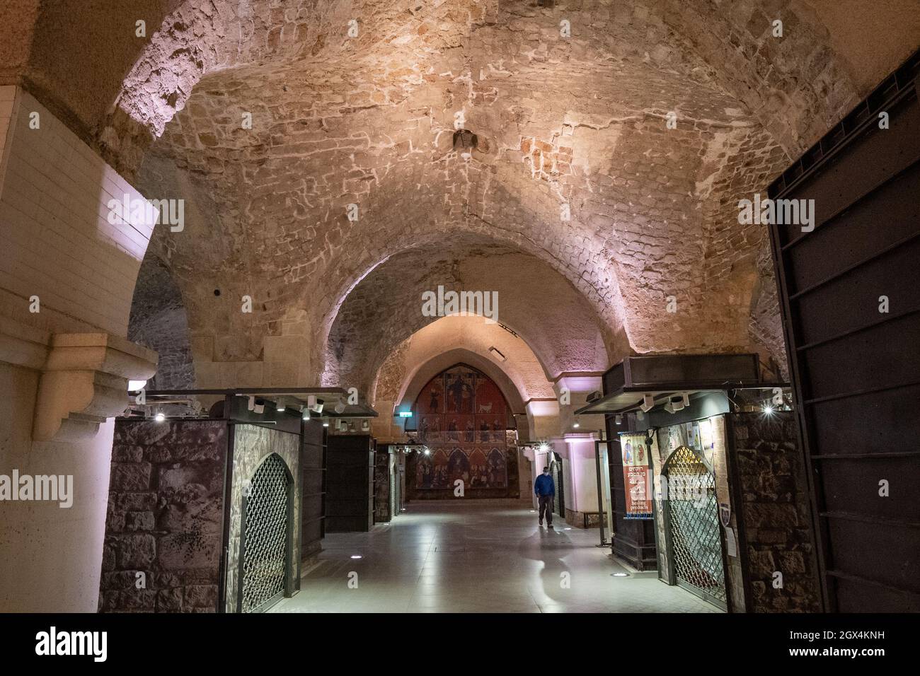 Il castello dei Crociati, il castello dei Templari nel quartiere storico, Acre o Akko, patrimonio dell'umanità dell'UNESCO, Israele, Medio Oriente Foto Stock