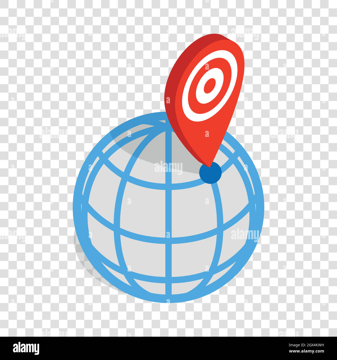 Globe e il puntatore mappa icona isometrica Illustrazione Vettoriale