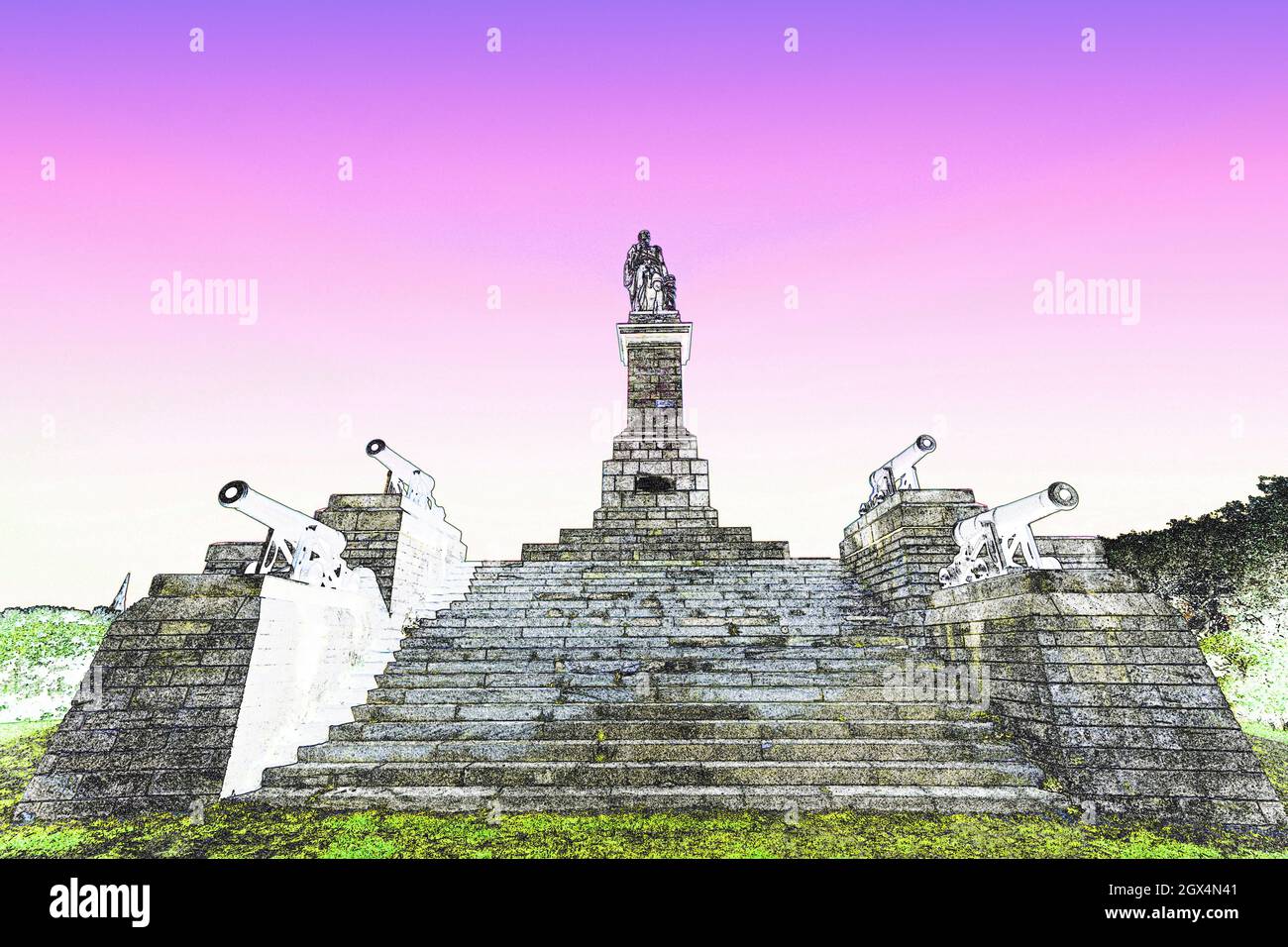 Monumento Admiral Lord Collingwoods a Tynemouth Foto Stock