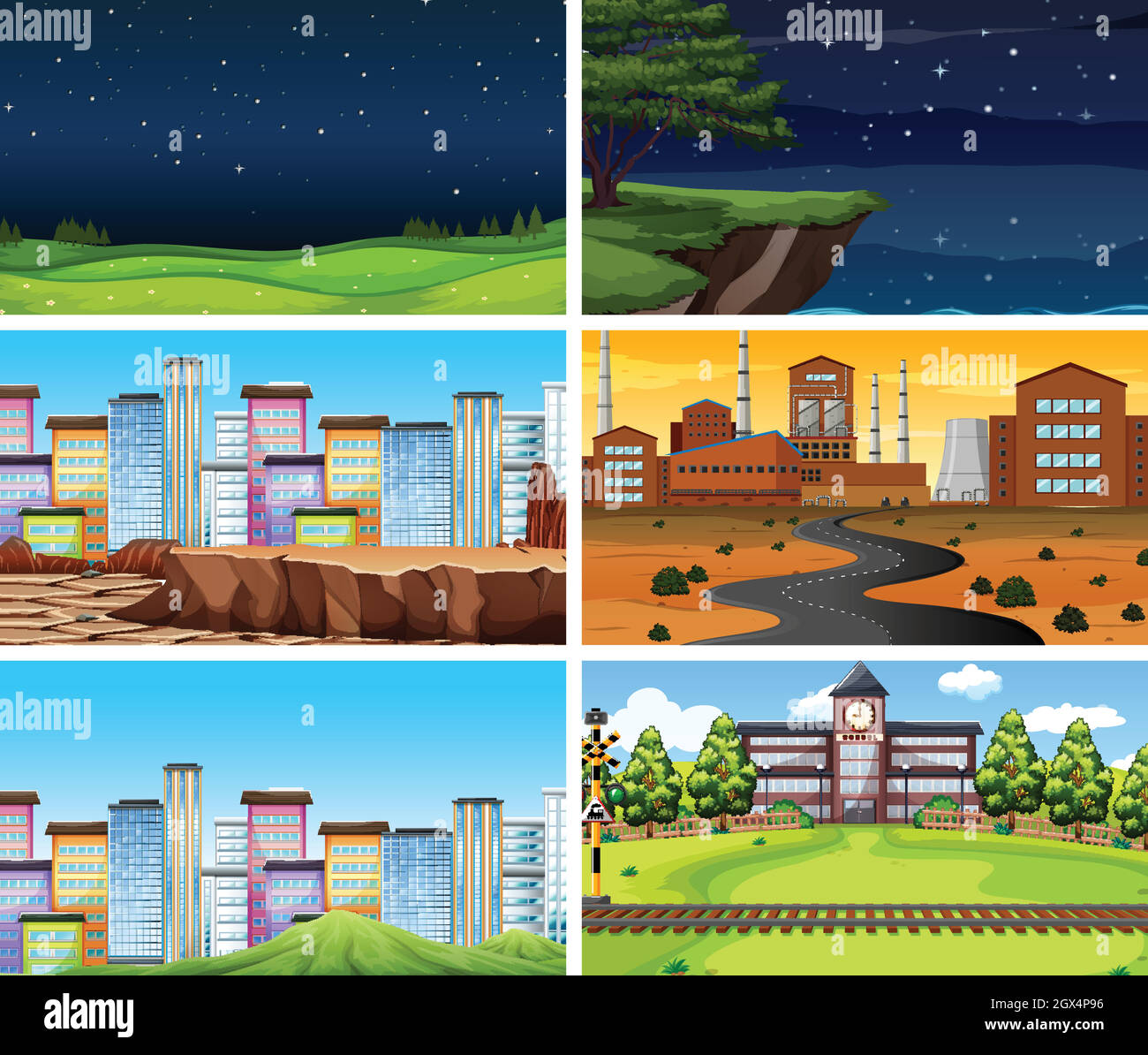 Set di scene in ambiente naturale Illustrazione Vettoriale