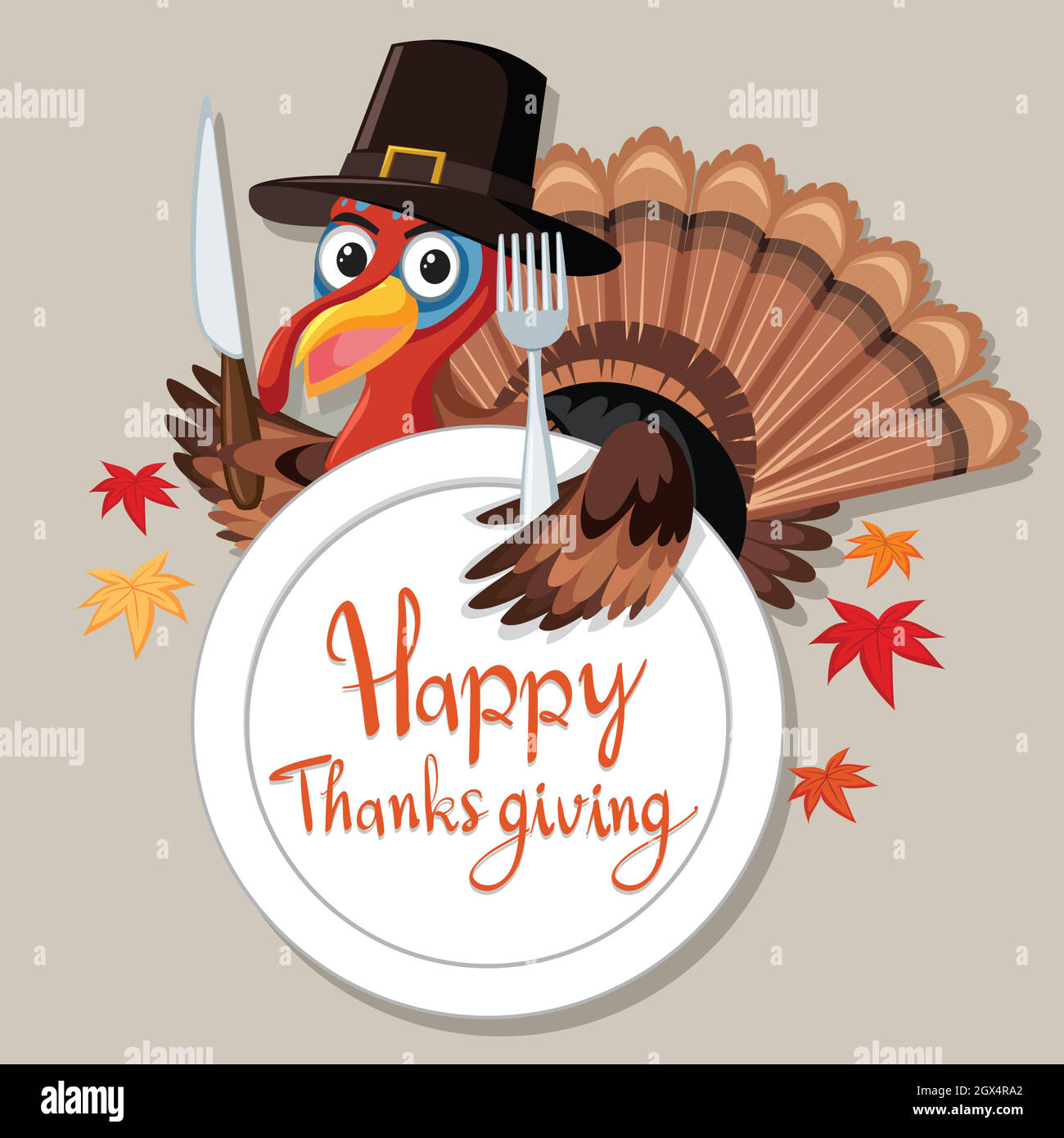Tessera felice Thanksgiving turchia Illustrazione Vettoriale