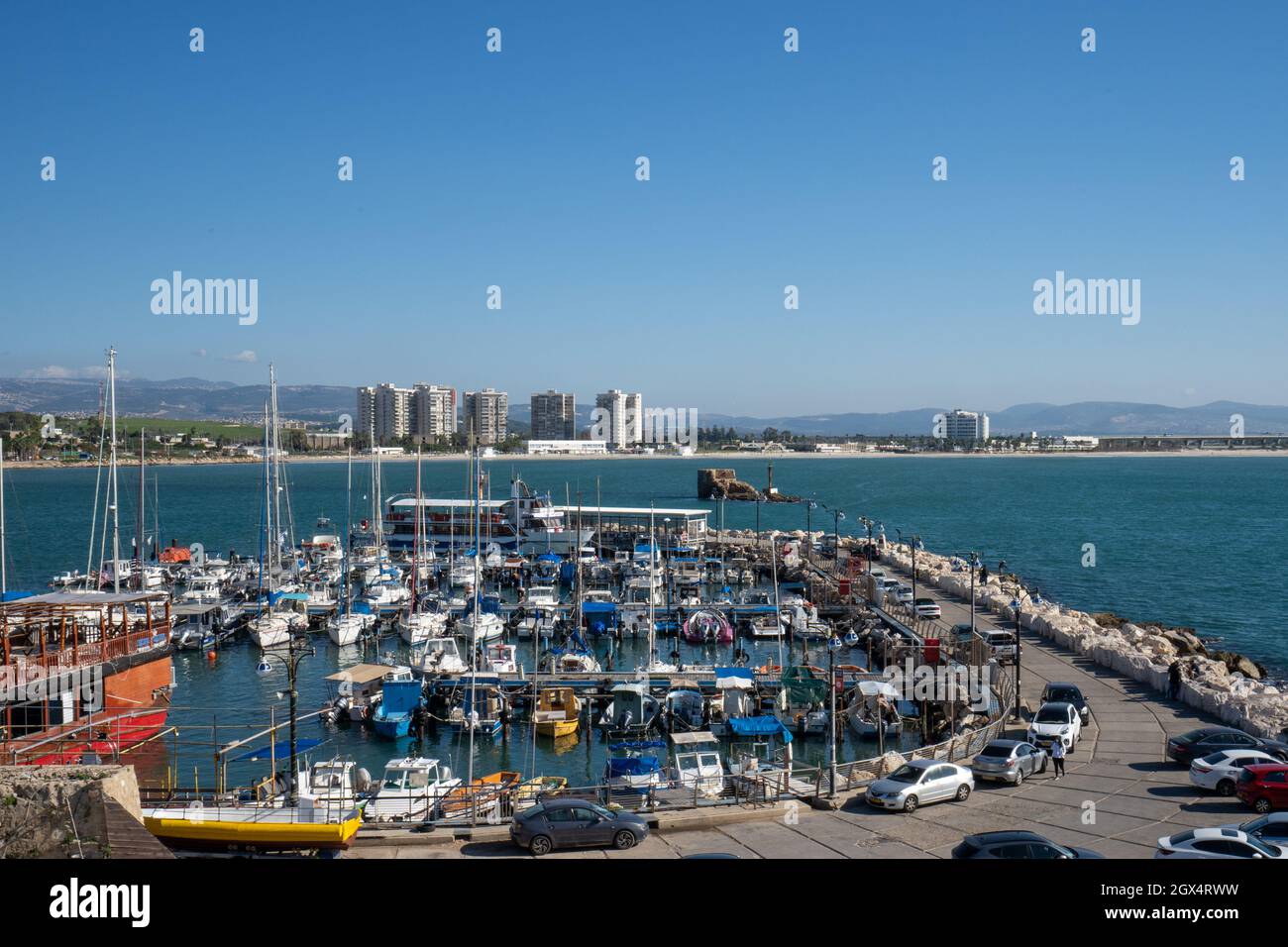 Il porto alla città vecchia di Akko (ACRE), Israele. Foto Stock