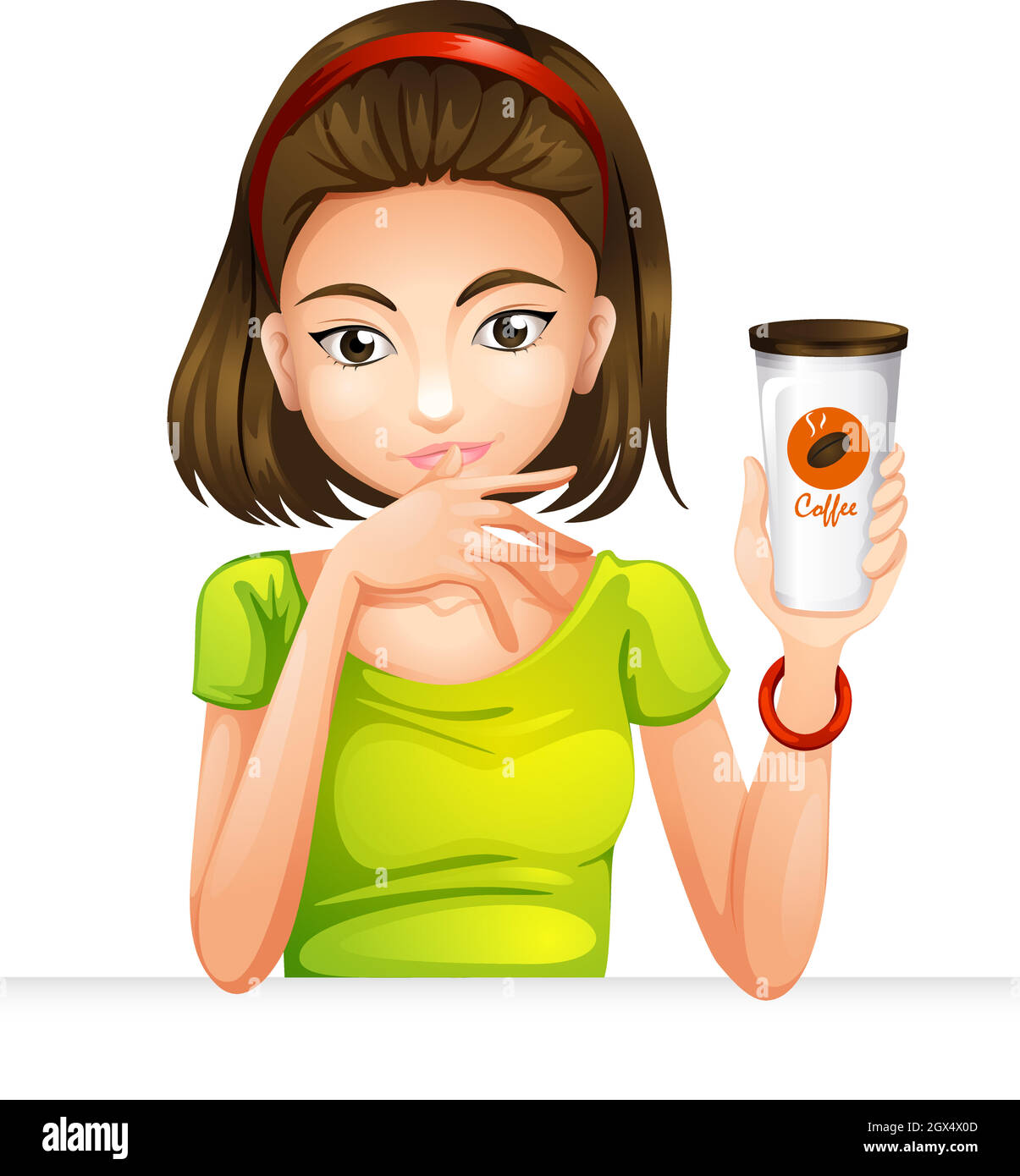 Una donna che tiene un bicchiere di caffè Illustrazione Vettoriale