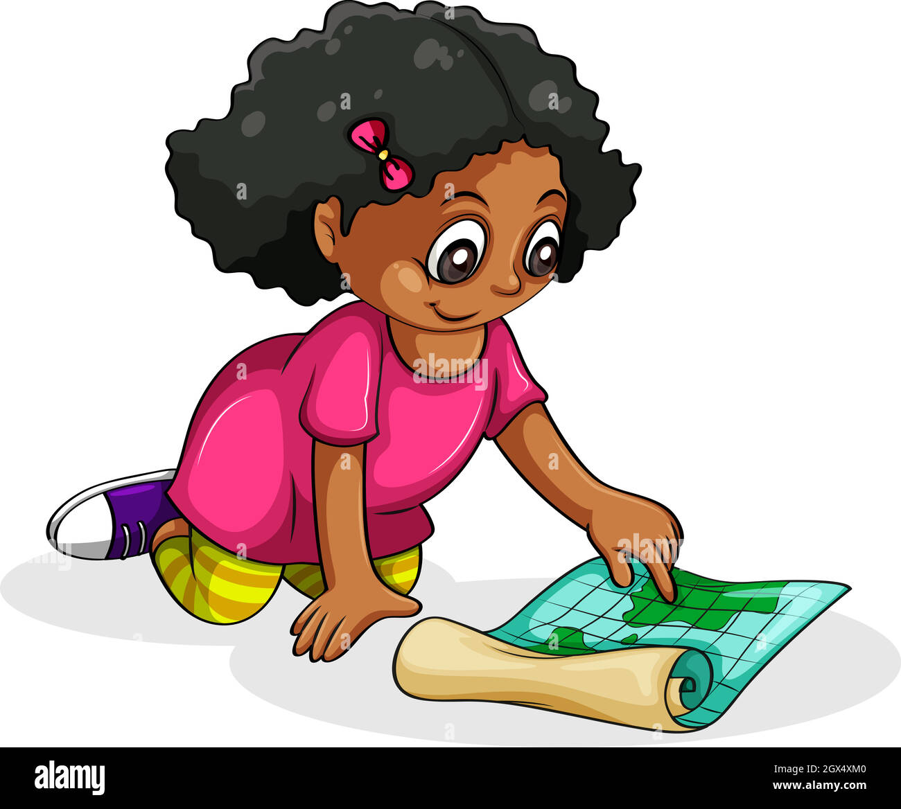 Una giovane ragazza nera che studia Illustrazione Vettoriale