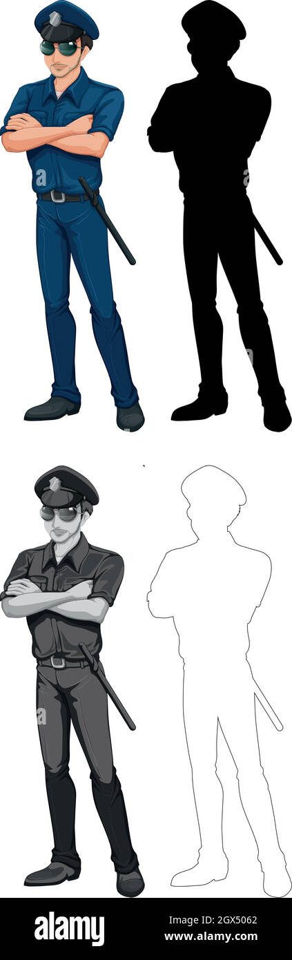 Set di personaggio poliziotto Illustrazione Vettoriale
