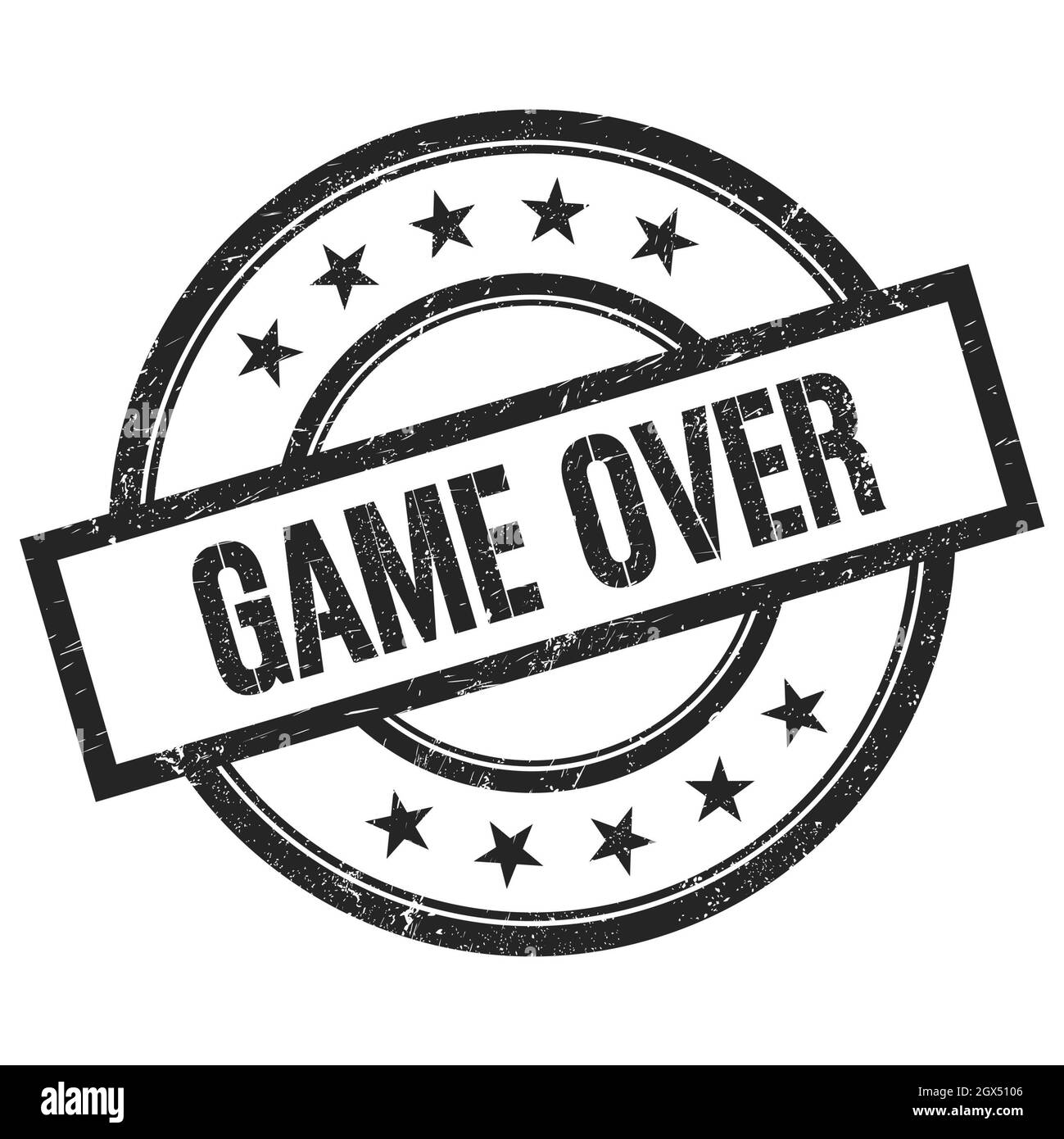 GIOCO SOPRA il testo scritto sul timbro nero rotondo vintage gomma. Foto Stock