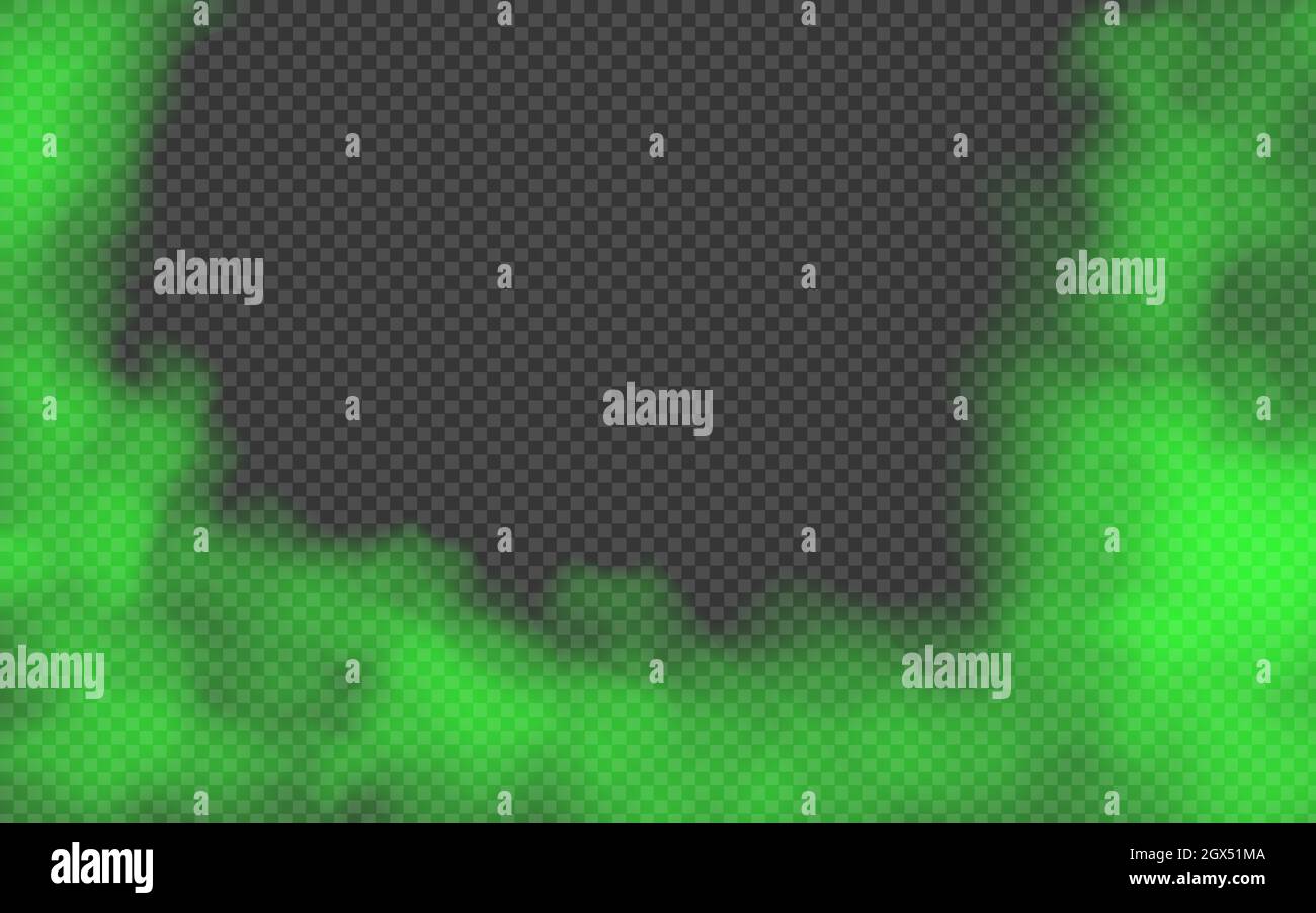 Nebbia verde o fumo colore isolato trasparente effetto speciale. Bianco vettore torbido, nebbia sfondo smog. Illustrazione. EPS 10 Illustrazione Vettoriale