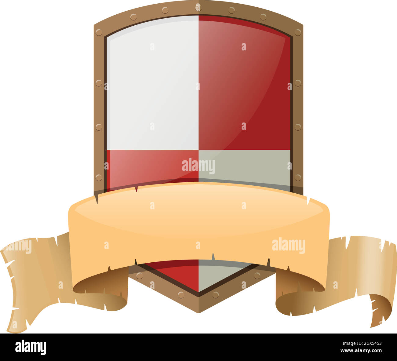 Stile medievale di bandiera e scudo Illustrazione Vettoriale