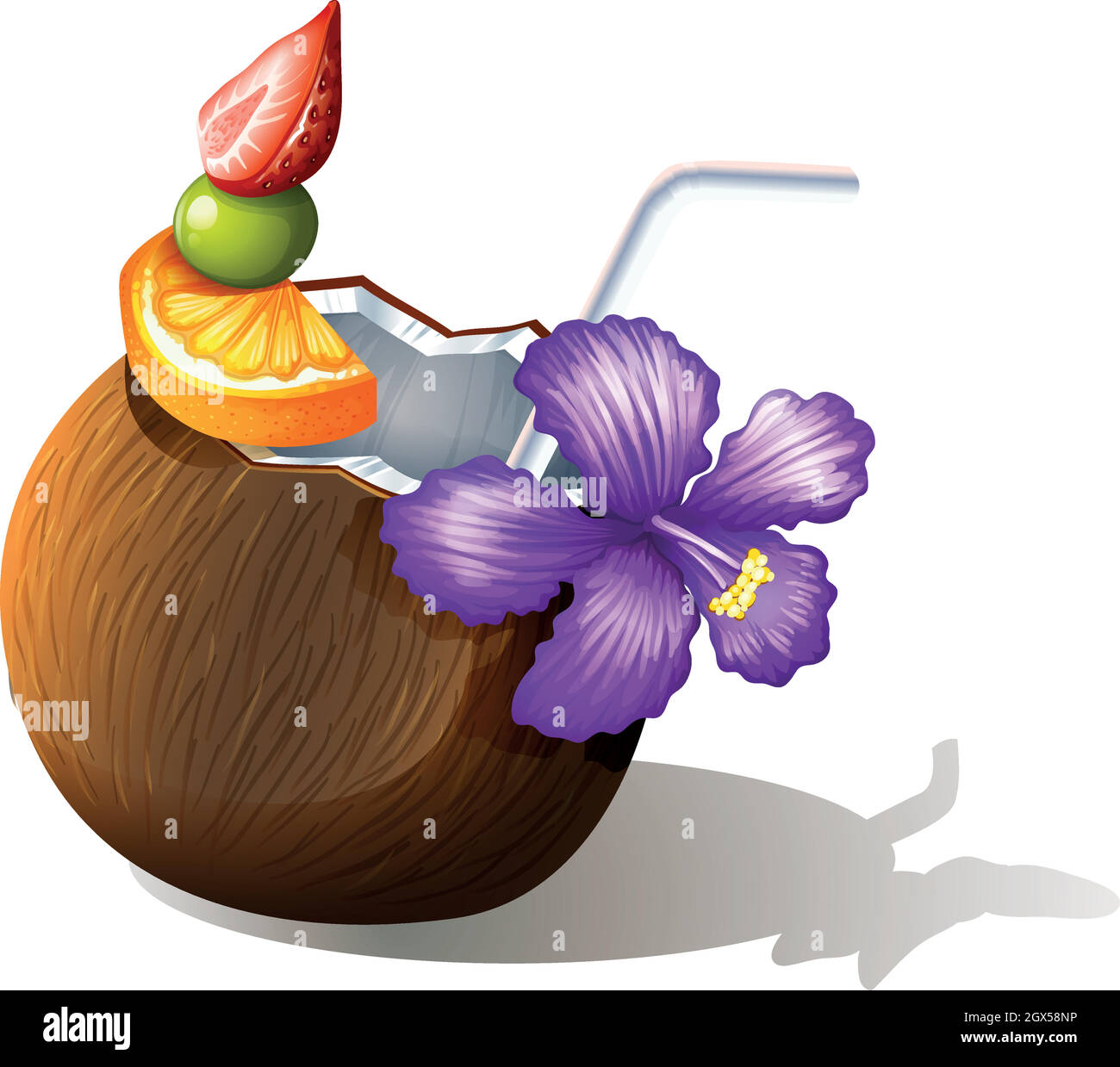 Un rinfrescante succo di cocco Illustrazione Vettoriale