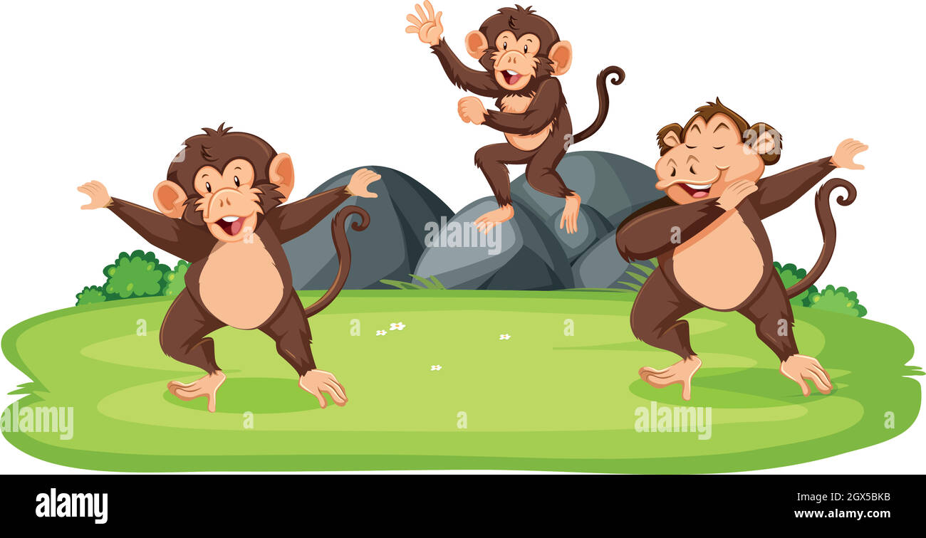 Le scimmie nella selvatica Illustrazione Vettoriale