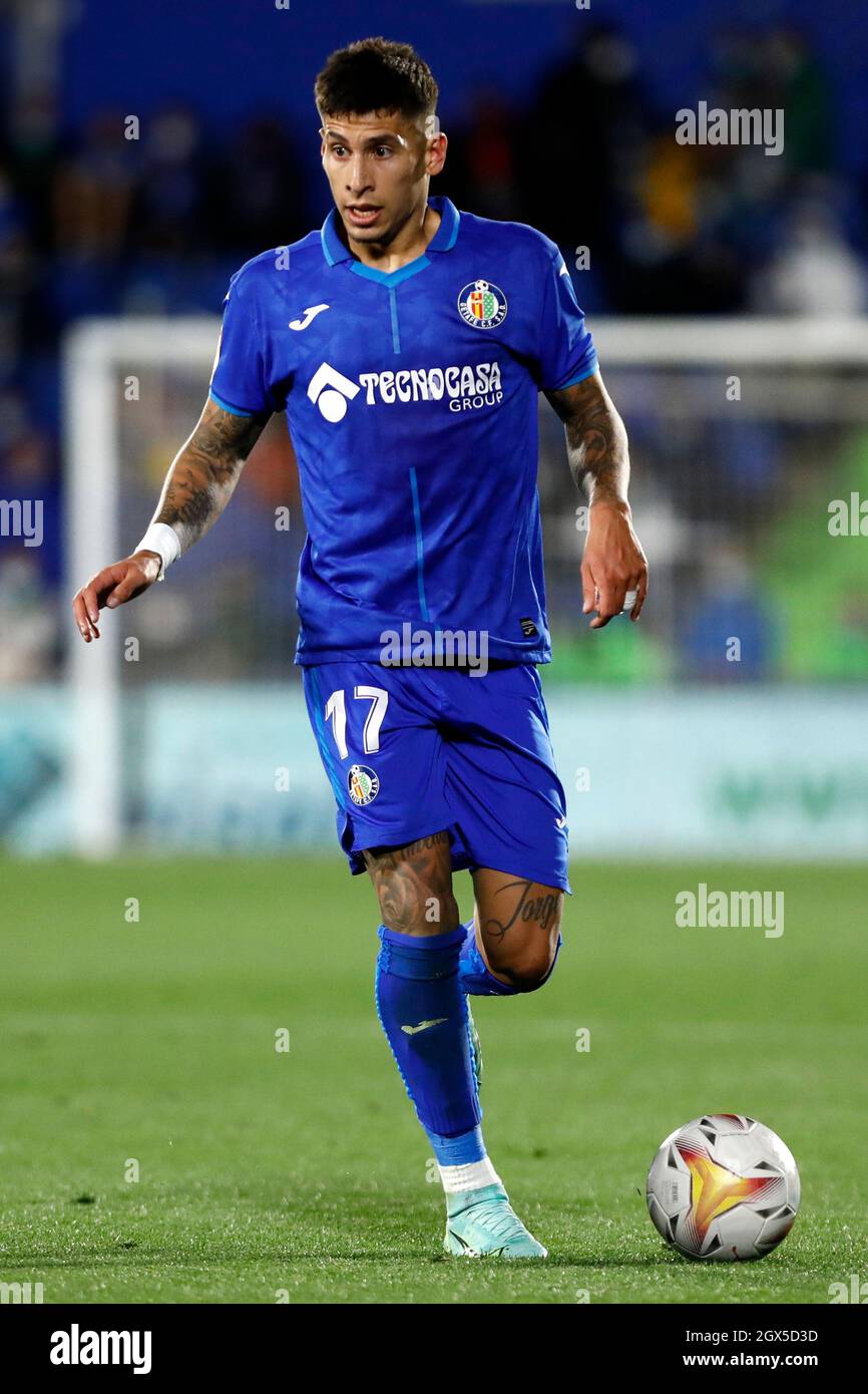 Mathias Olivera di Getafe CF durante la partita Liga tra Getafe CF e Real Sociedad CF all'Estadio de Vallecas di Barcellona, Spagna. (Credit: APO Caballero) Foto Stock