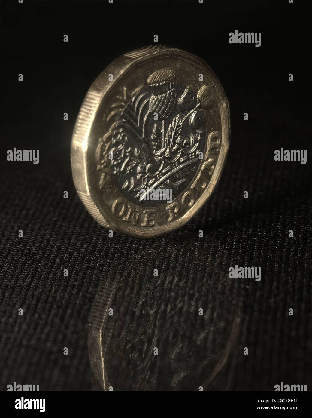Moneta da 1 sterlina, denominazione in valuta britannica Foto Stock