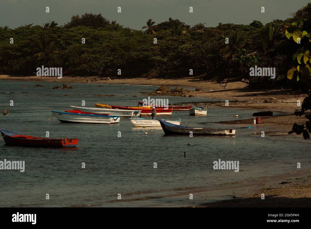 Barche di pescatori sulla spiaggia Foto Stock