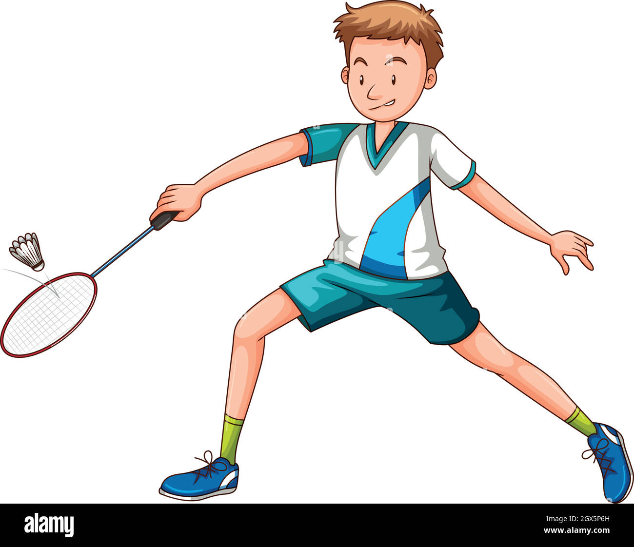 Uomo che gioca a badminton con racket Illustrazione Vettoriale