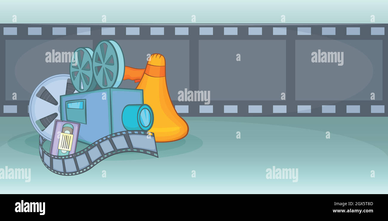 Cinema film banner orizzontale, stile cartoon Illustrazione Vettoriale