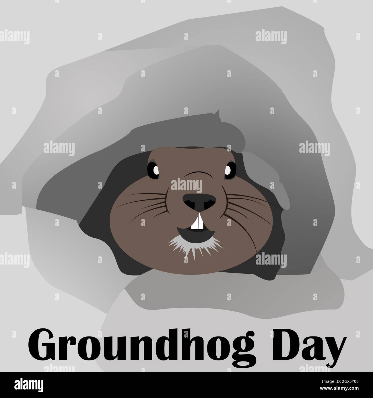 Giorno di Groundhog. Illustrazione. Illustrazione per la progettazione Foto Stock