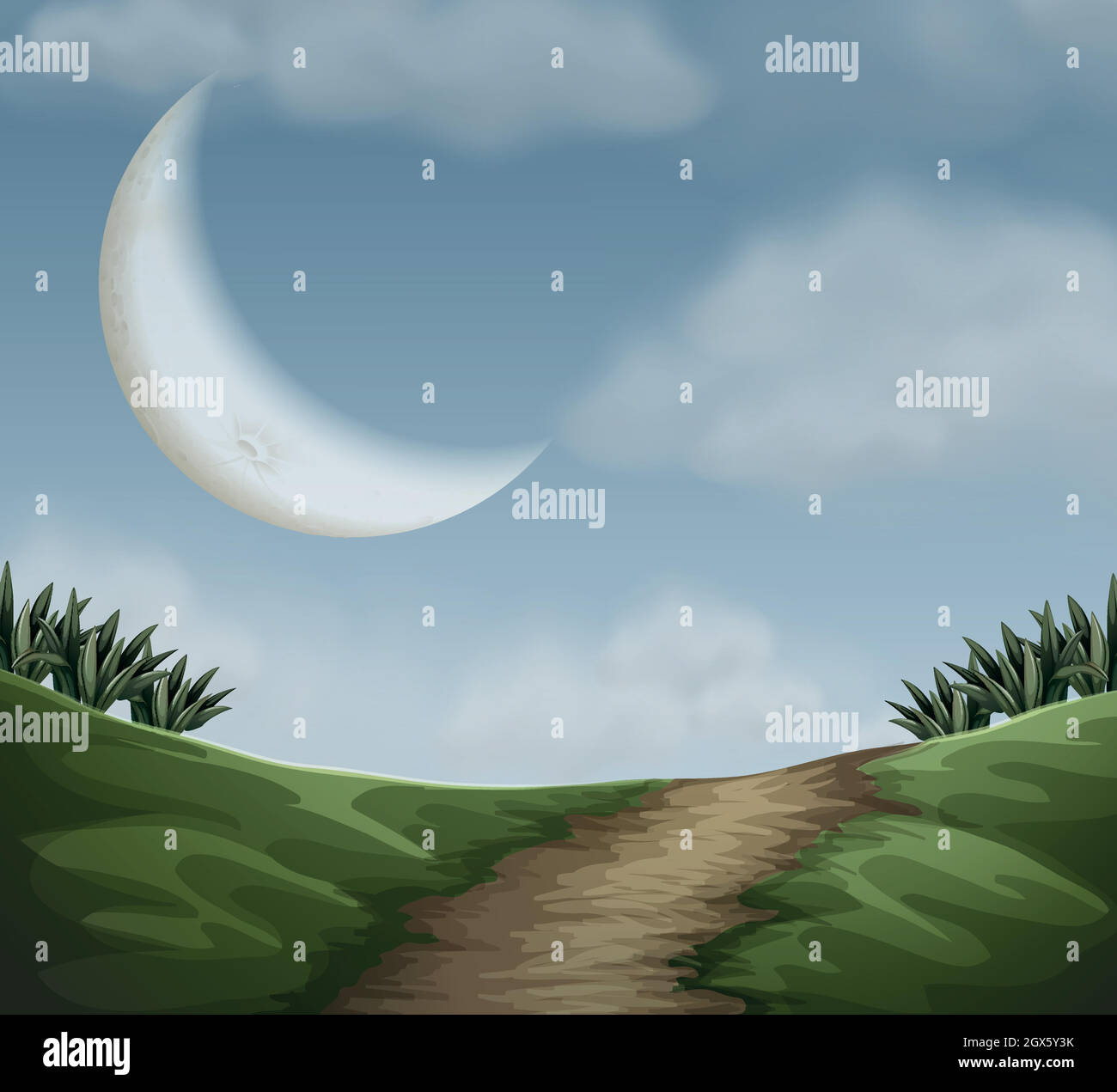 Una scena notturna nella natura Illustrazione Vettoriale