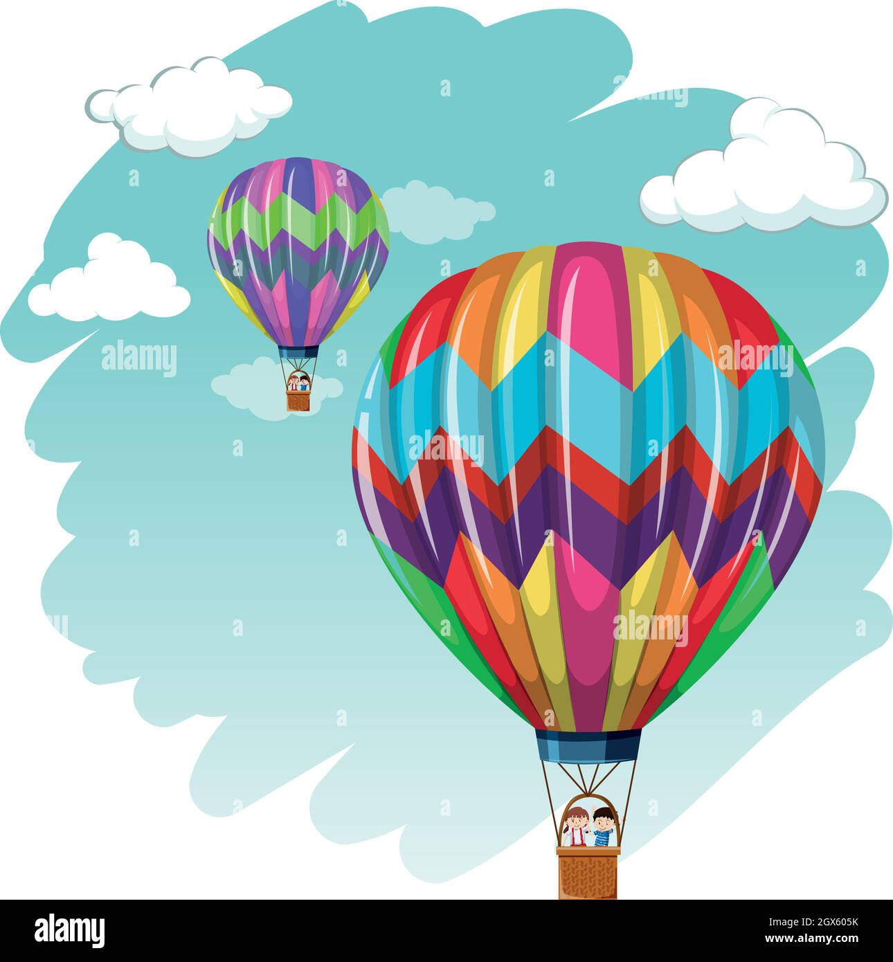 Due palloncini che volano nel cielo Illustrazione Vettoriale
