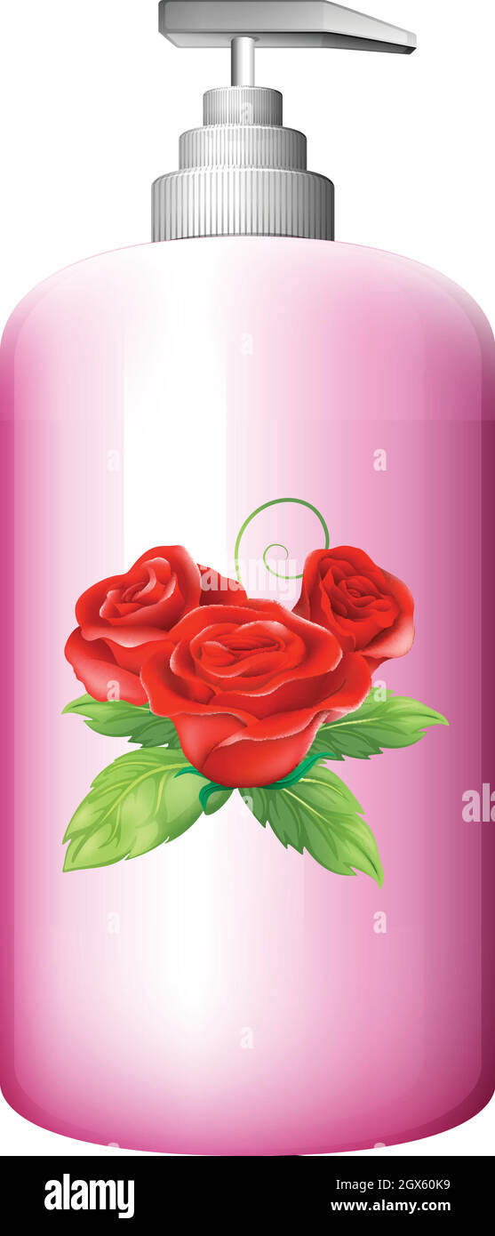 Flacone rosa con pompa Illustrazione Vettoriale