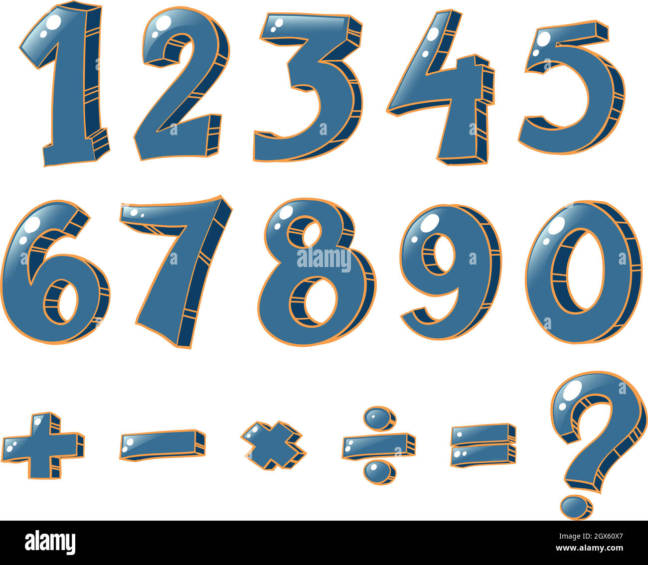Cifre numeriche e operazioni matematiche Illustrazione Vettoriale