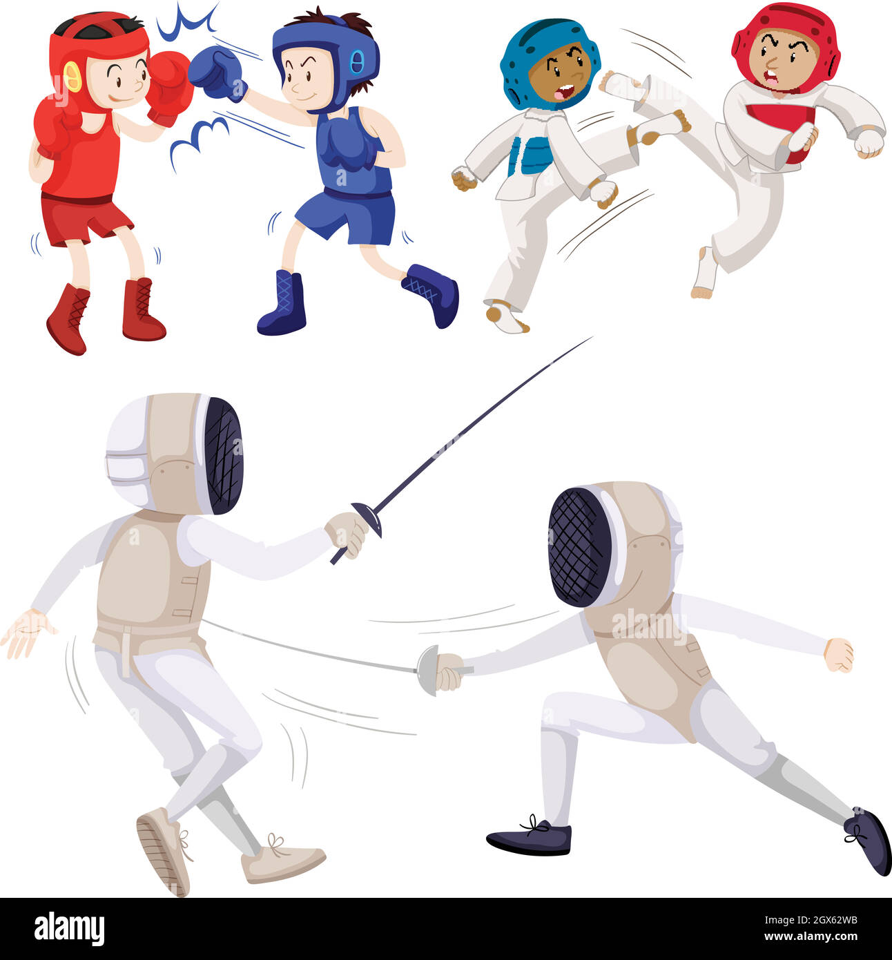 Diversi tipi di arti marziali Illustrazione Vettoriale